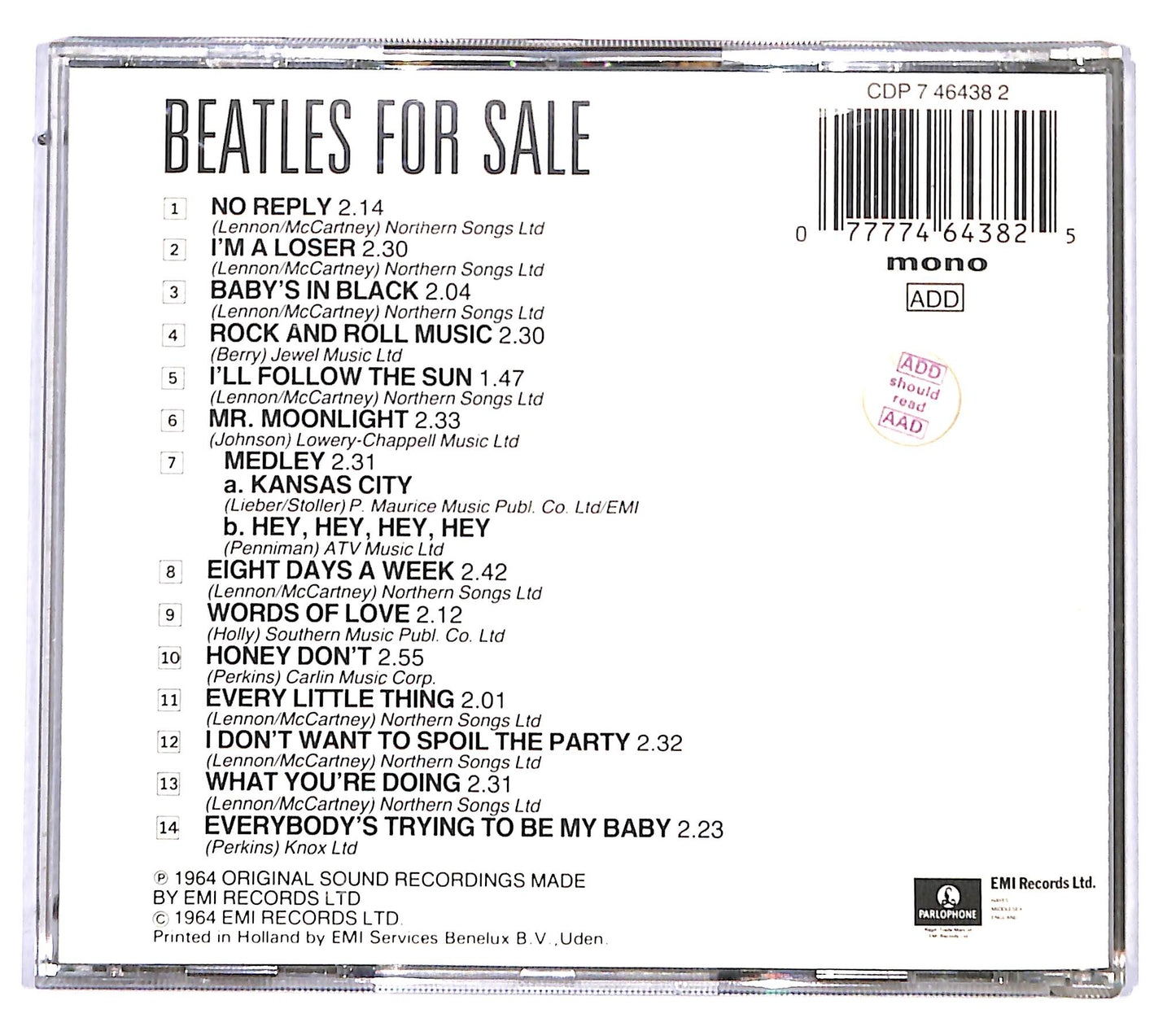 EBOND The Beatles - Beatles For Sale CD CD095820