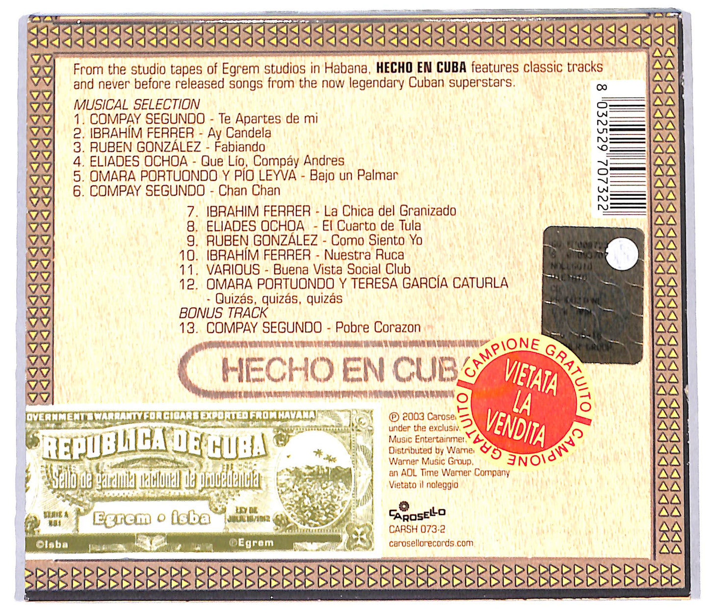 EBOND Various - Hecho En Cuba (slipcase) CD CD095861