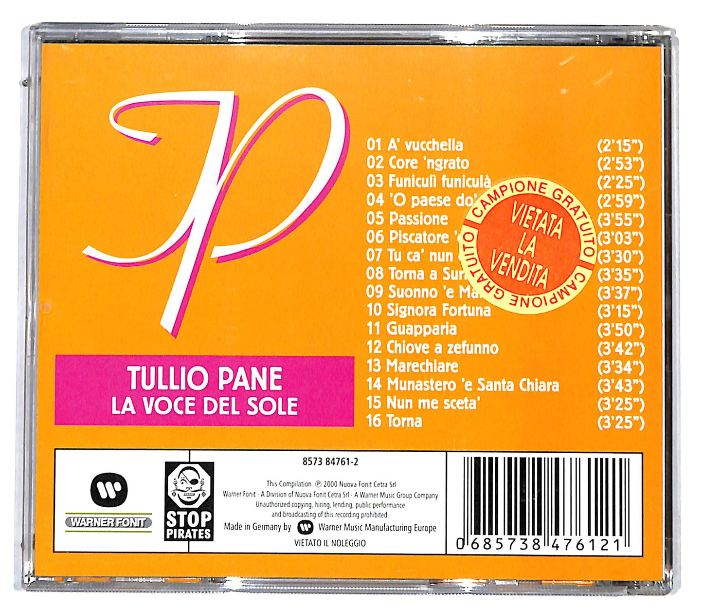 EBOND Tullio Pane - La Voce Del Sole CD CD096232