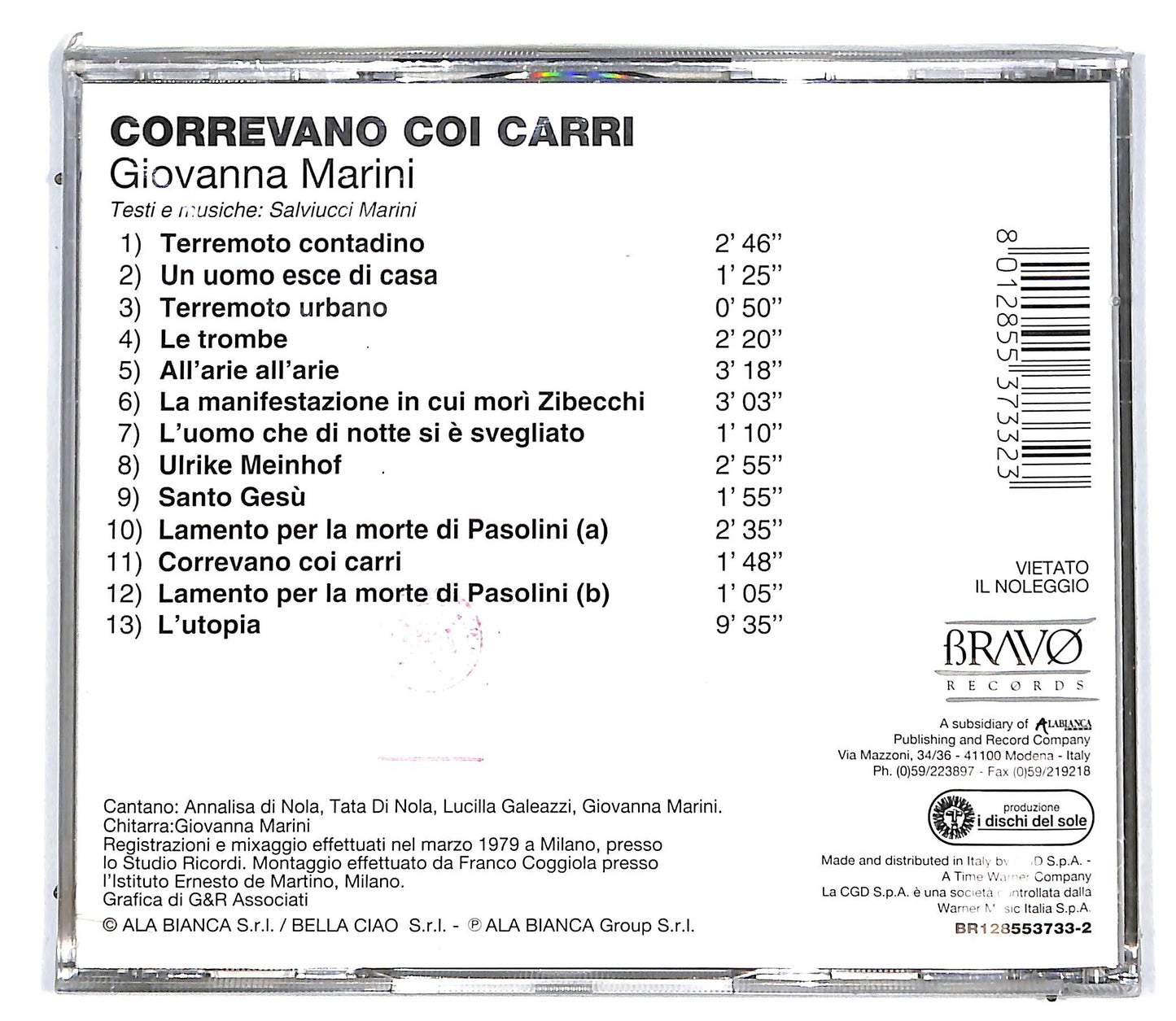 EBOND Giovanna Marini - Correvano Coi Carri CD CD096301