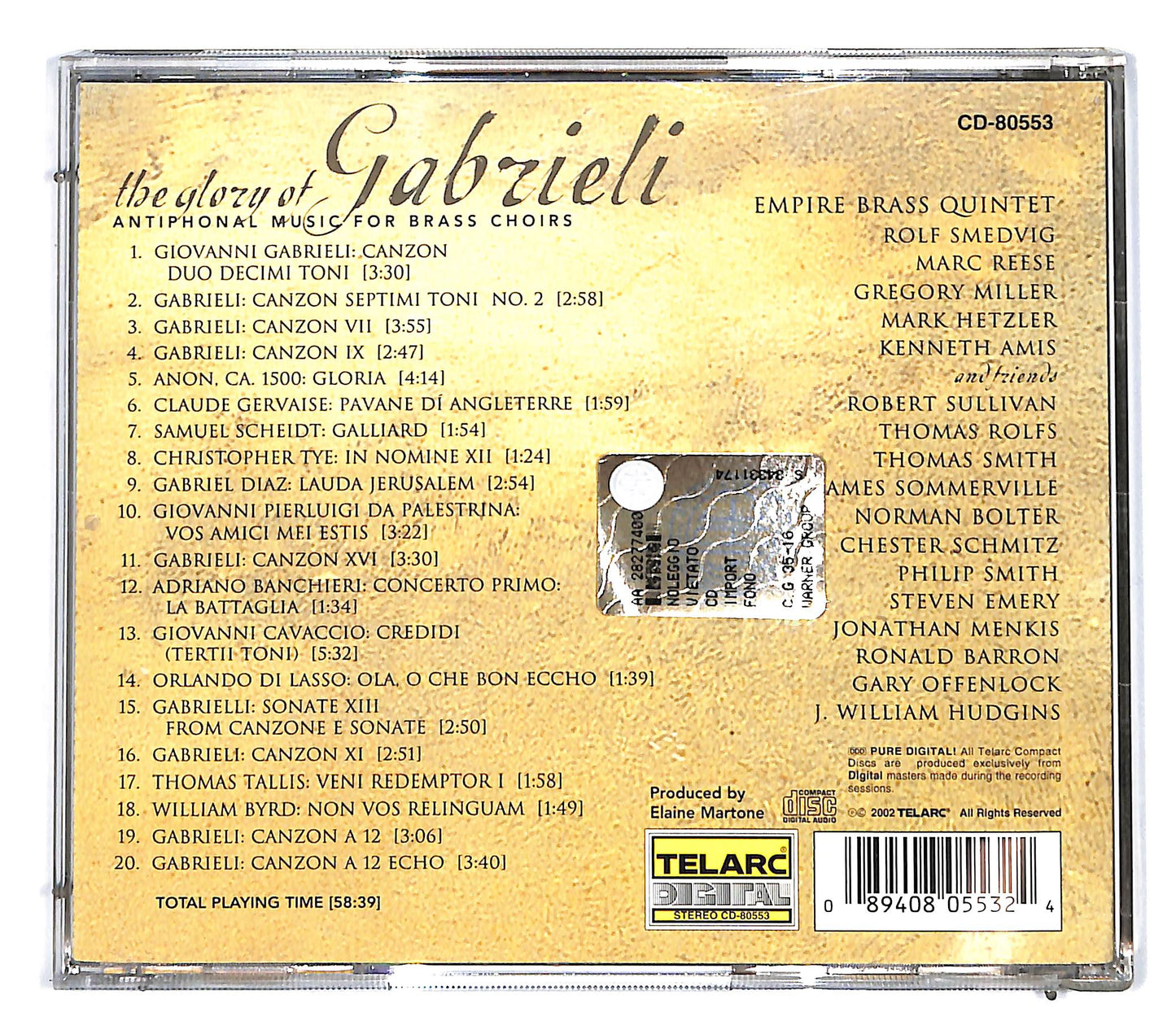 EBOND The Empire Brass Quintet - The Glory of Gabrieli CD CD096351