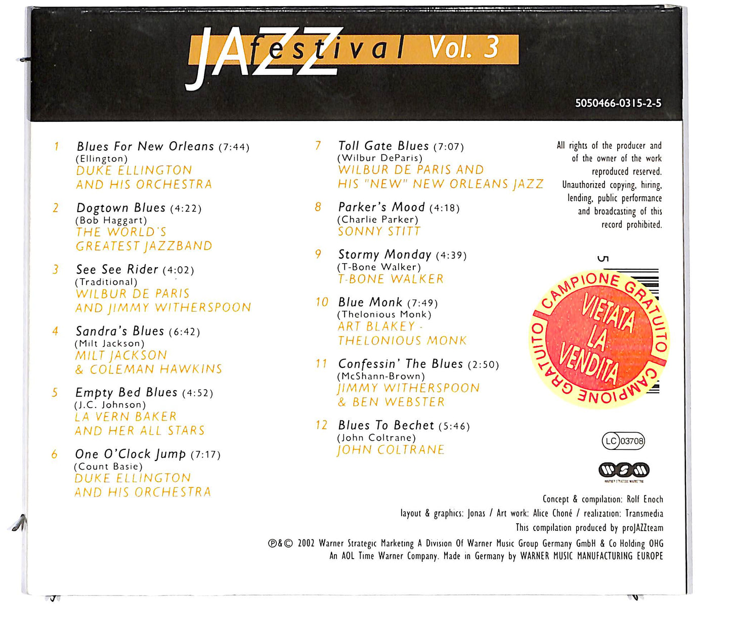 EBOND Various - Jazz Festival Vol. 3 - jazz & the blues CD CD096625