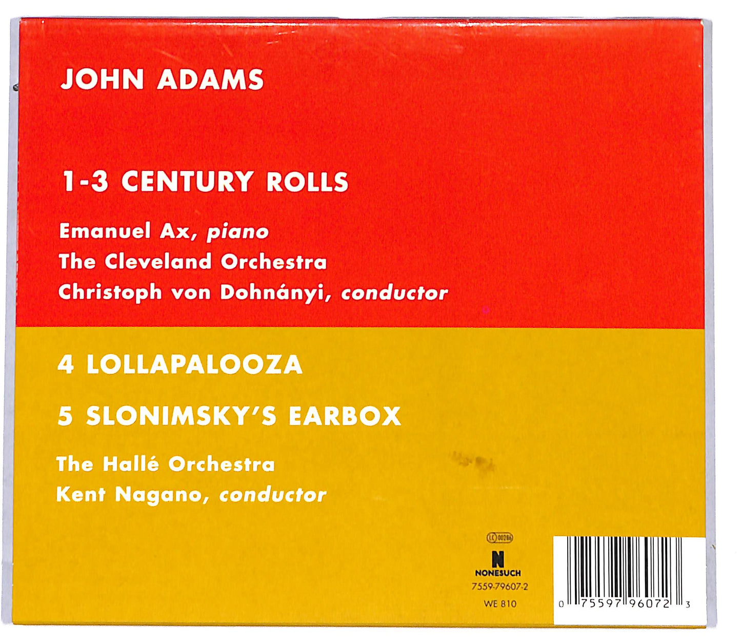 EBOND John Adams - Emanuel Ax - Century Rolls - Lollapalooza CD CD096837