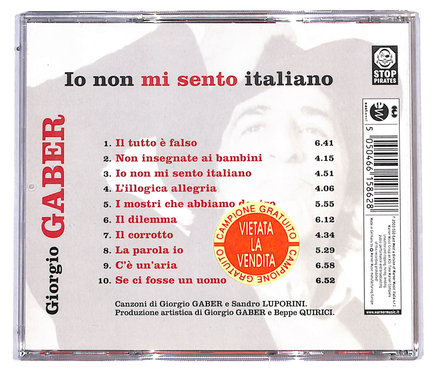 EBOND Giorgio Gaber - Io Non Mi Sento Italiano CD CD097111