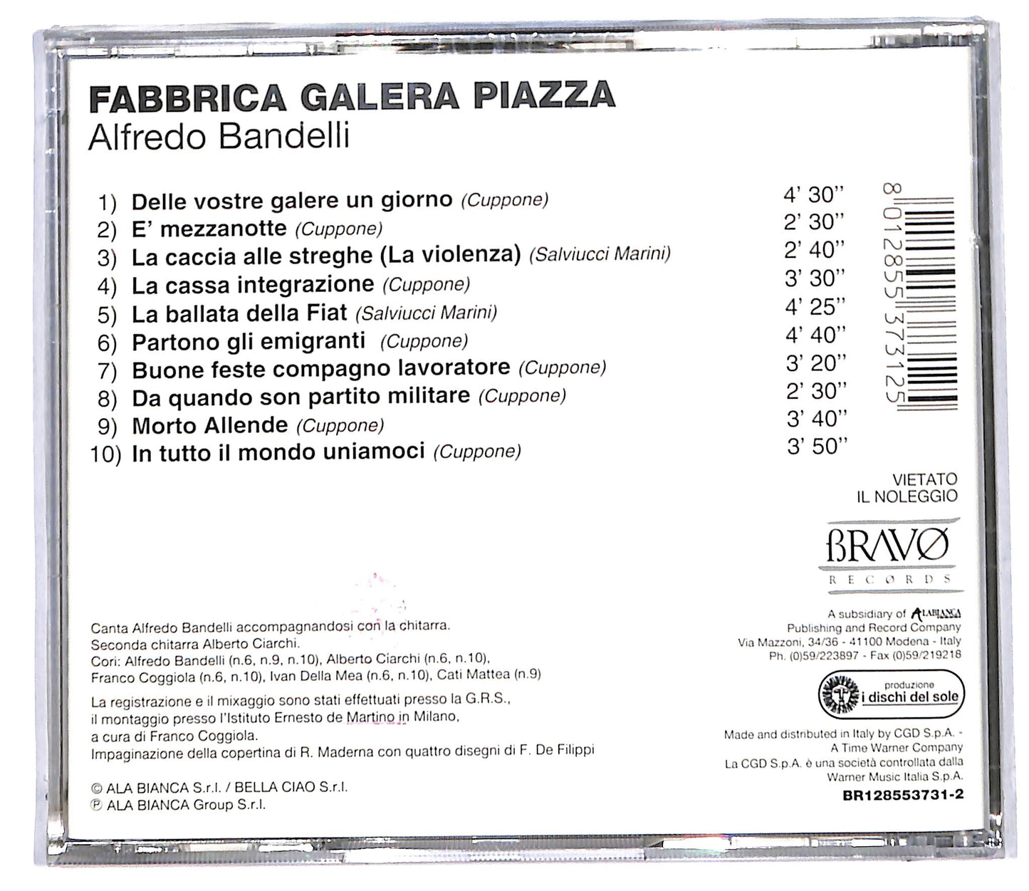 EBOND Alfredo Bandelli - Fabbrica Galera Pazza CD CD097262