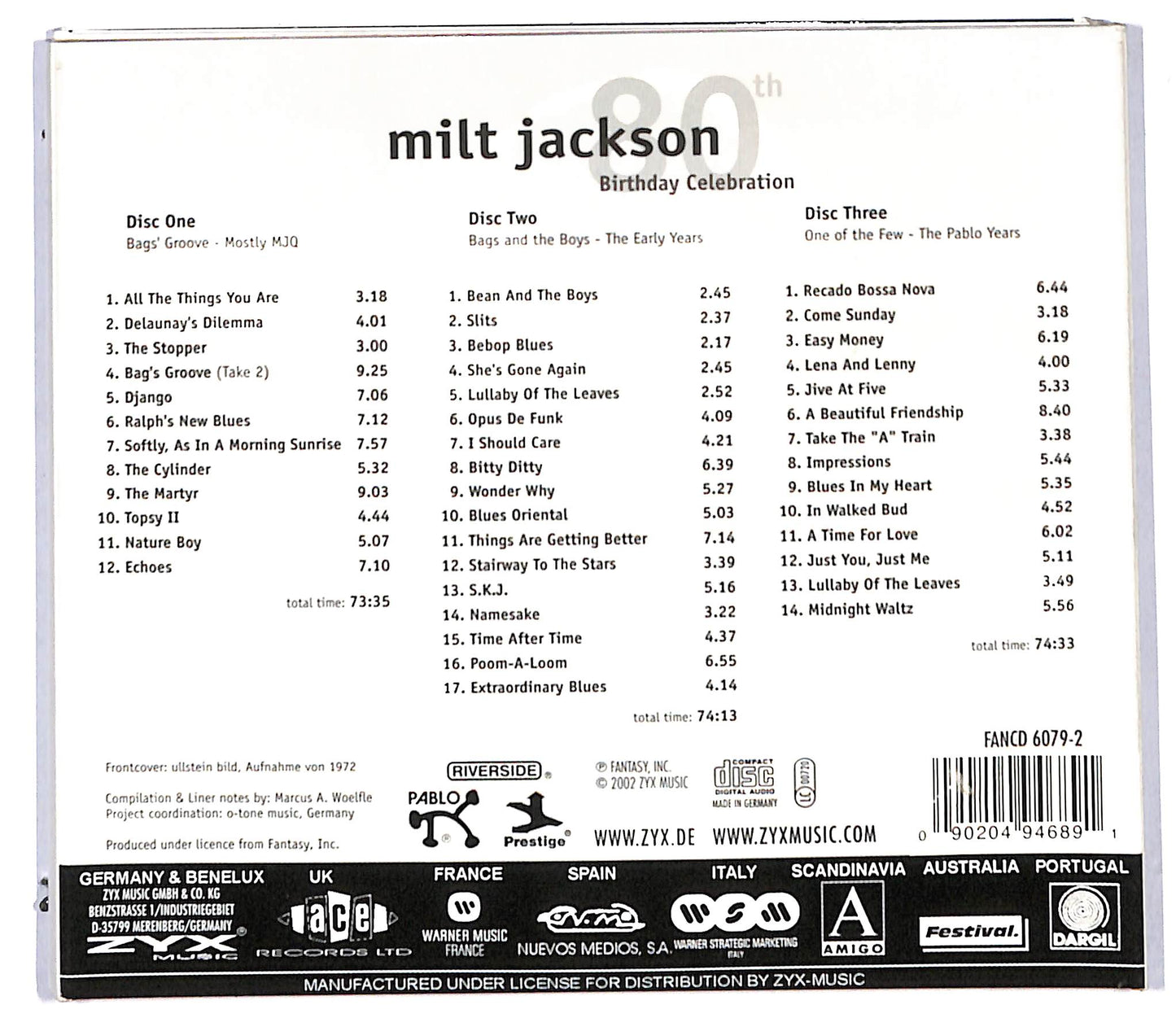 EBOND Milt Jackson - 80th Birthday Celebration (3CD) CD097620