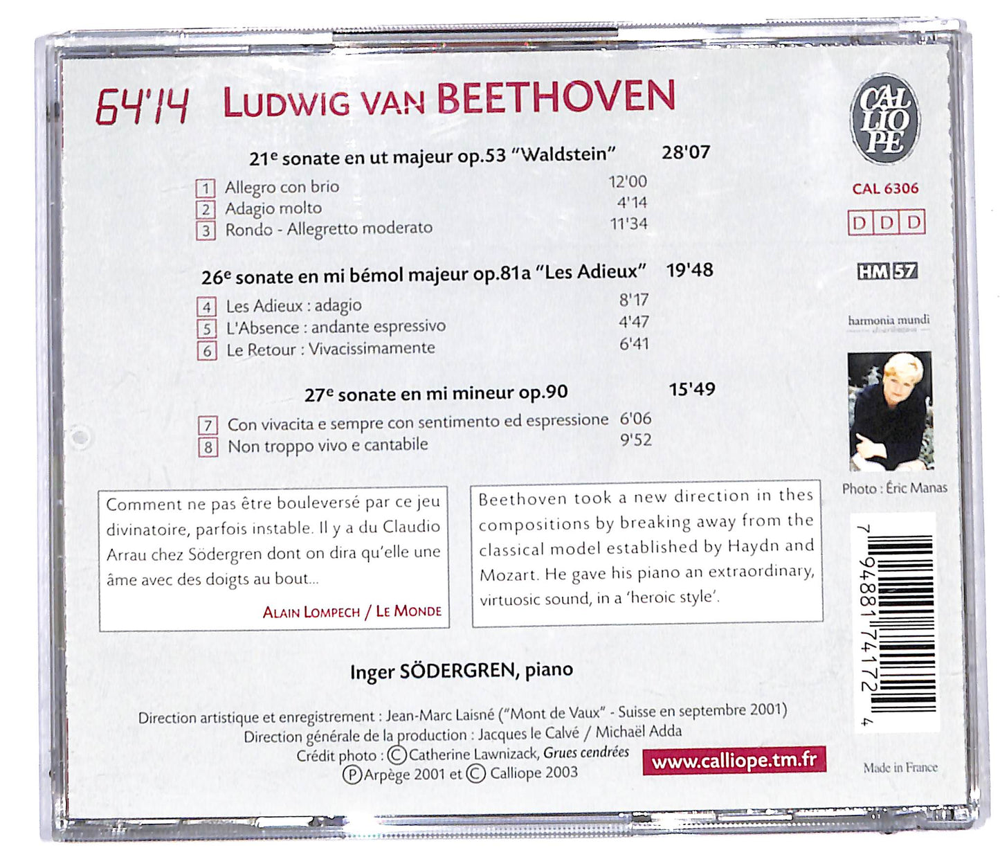 EBOND Beethoven sonates waldstein - les adieux op. 90 CD CD098006