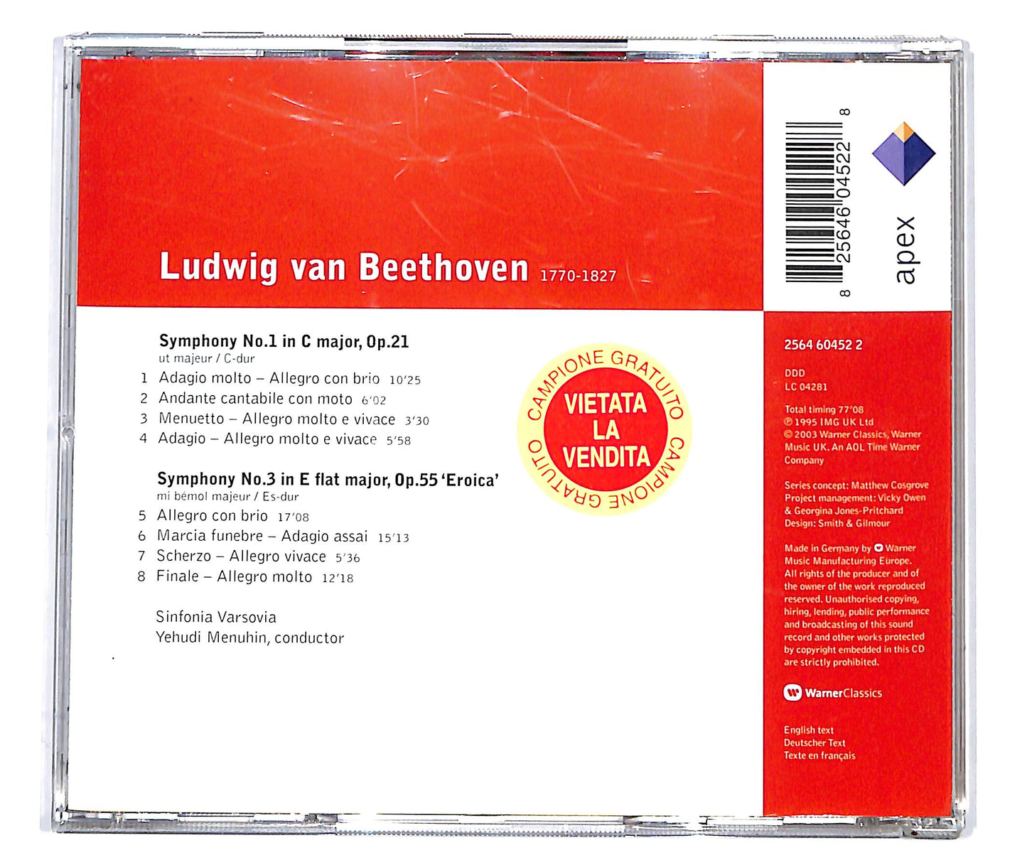 EBOND Beethoven - Symphonies No. 1 & No. 3 Eroica CD CD098564