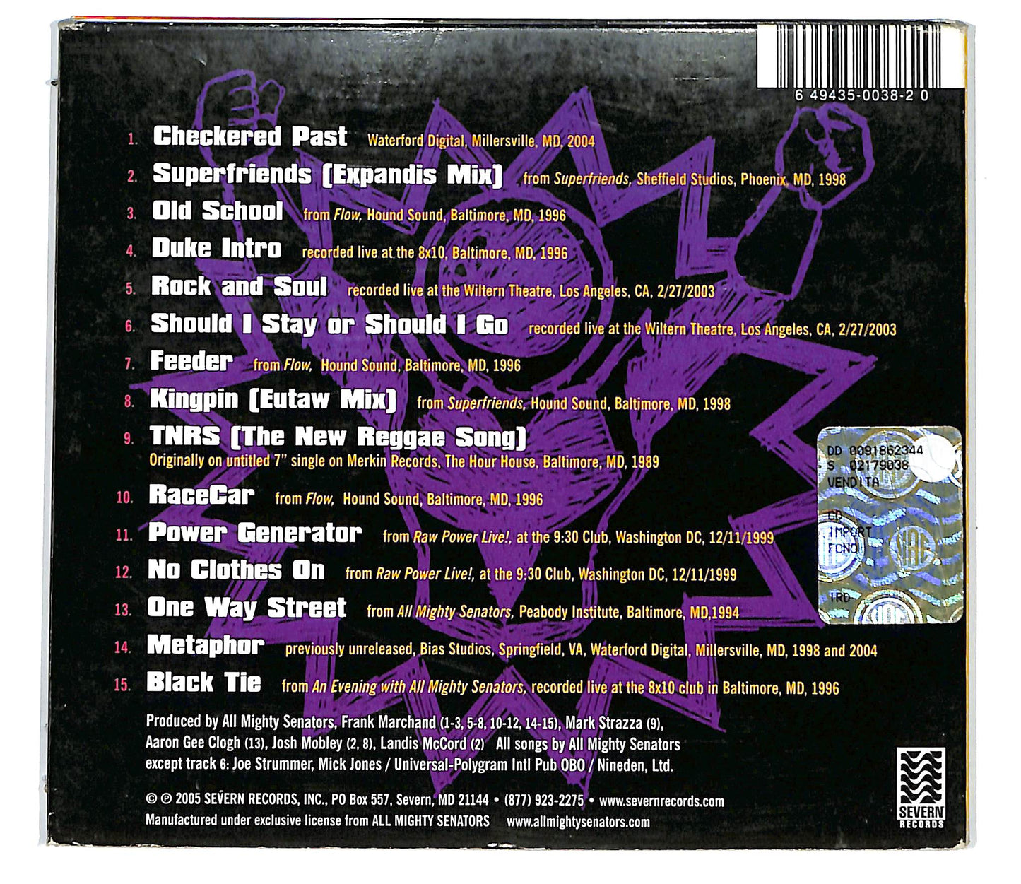 EBOND All Mighty Senators - Checkered Past, New Tomorrow CD CD100017