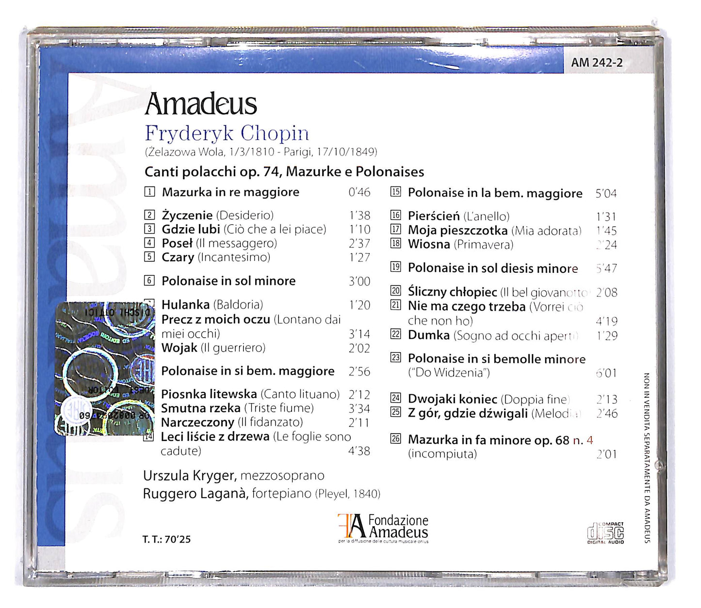 EBOND Chopin - Canti Polacchi Op.74 Mazurke E Polonaises CD CD100551