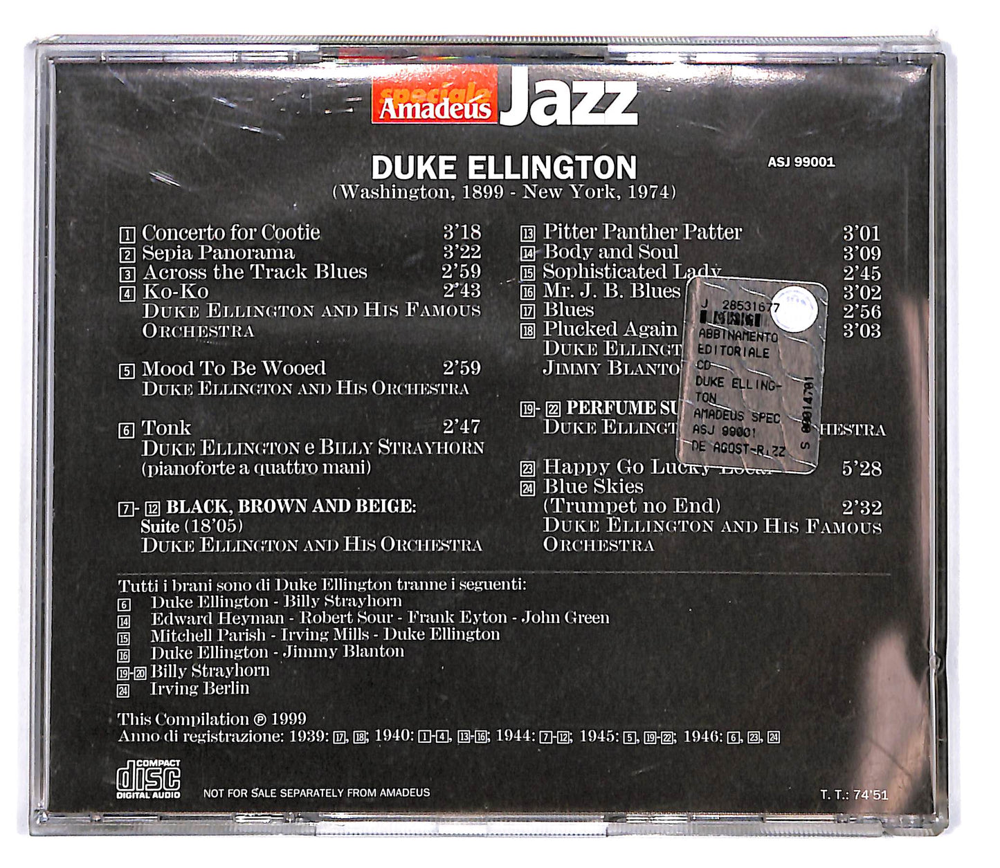 EBOND Duke Ellington - Gli Anni D'Oro 1939 1946 EDITORIALE CD CD100552