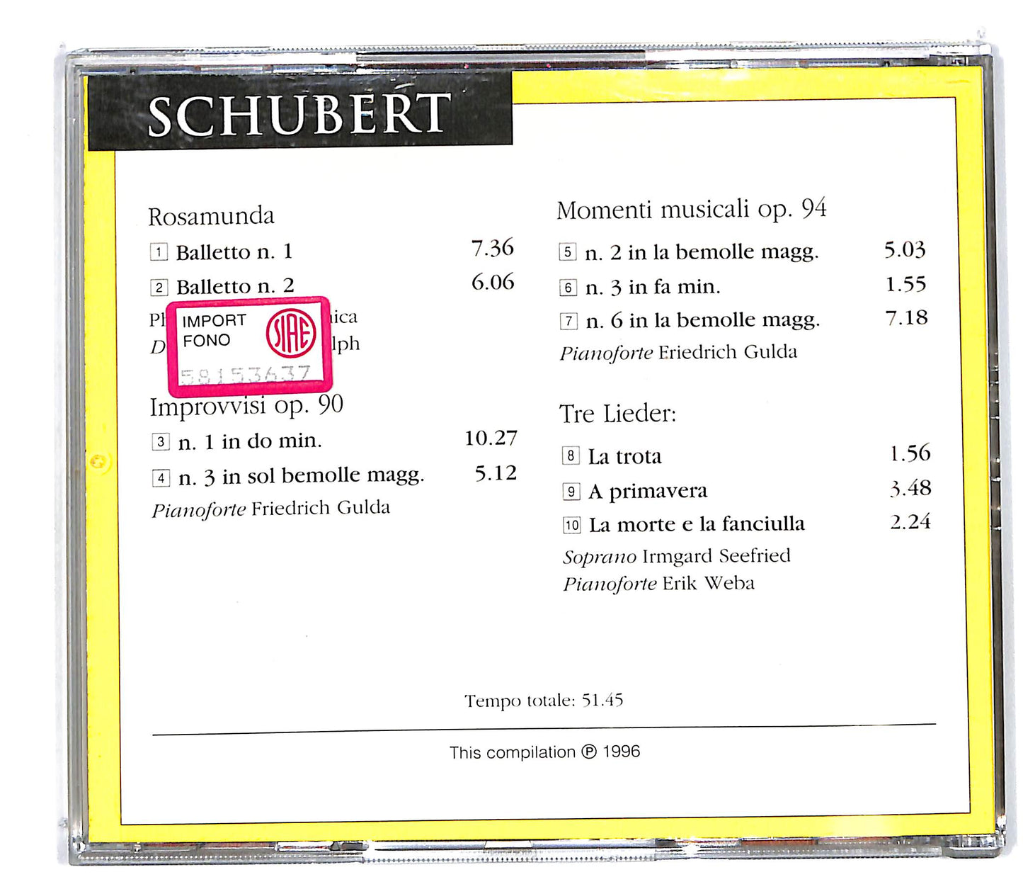 EBOND Schubert - Rosamunda - Improvvisi Op. 90 EDITORIALE CD CD100645
