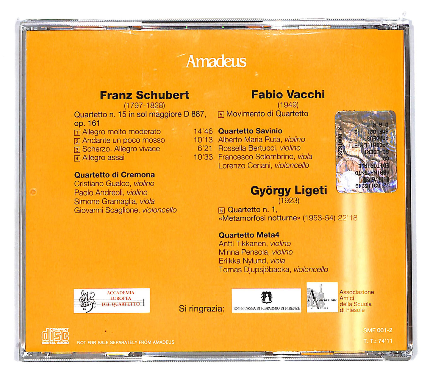 EBOND Schubert - Schubert Vacchi Ligeti Quartetti Per Archi CD CD100646