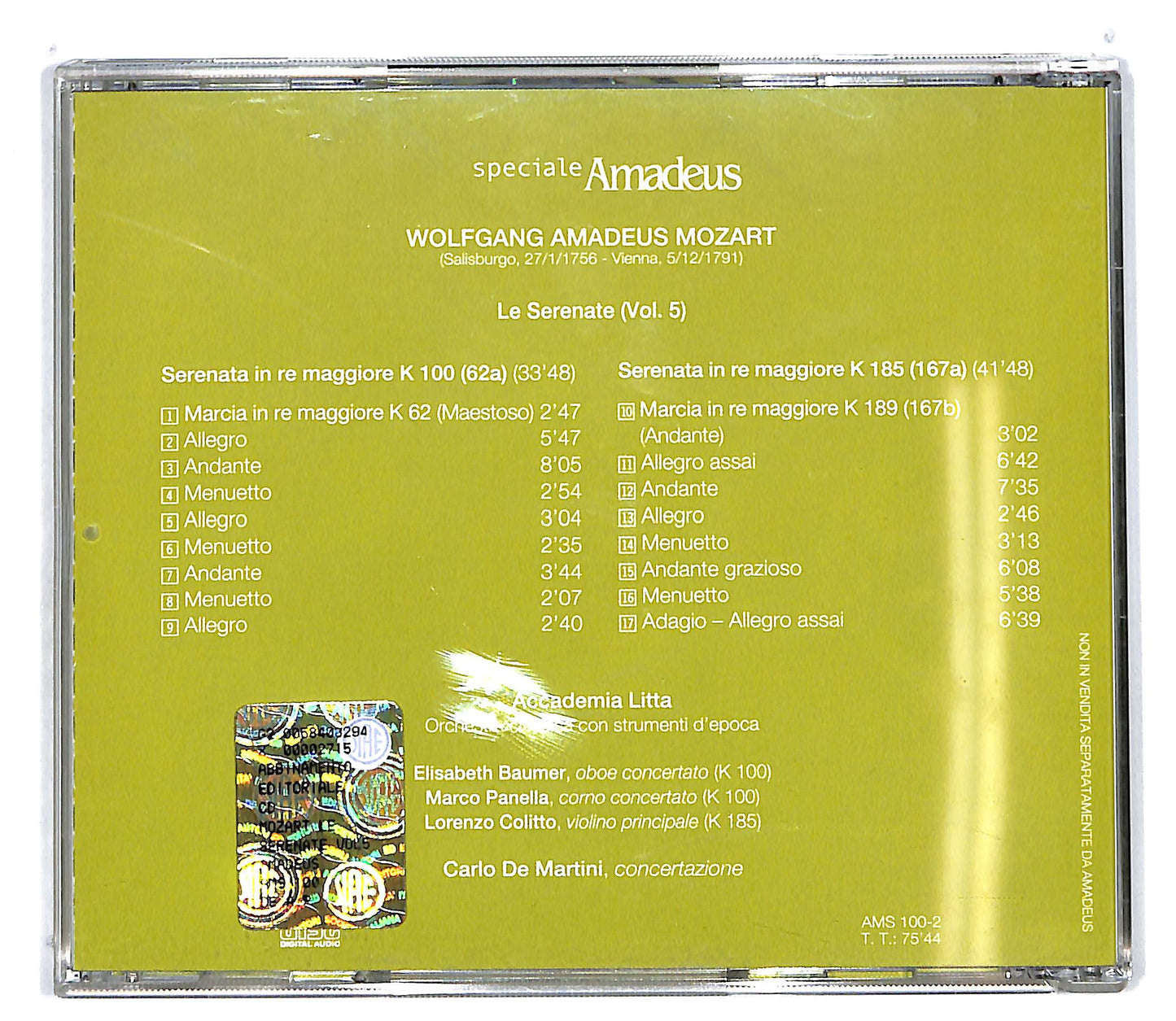 EBOND Amadeus - Mozart - Le Serenate Vol. 5 EDITORIALE CD CD100648