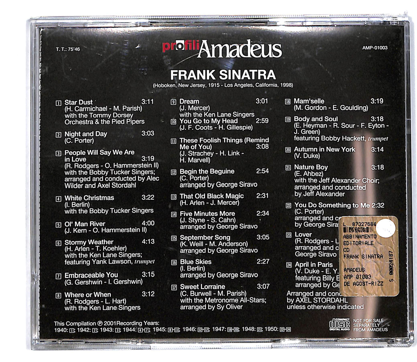 EBOND Profili Amadeus -Frank Sinatra - 1940-1950 CD CD100706