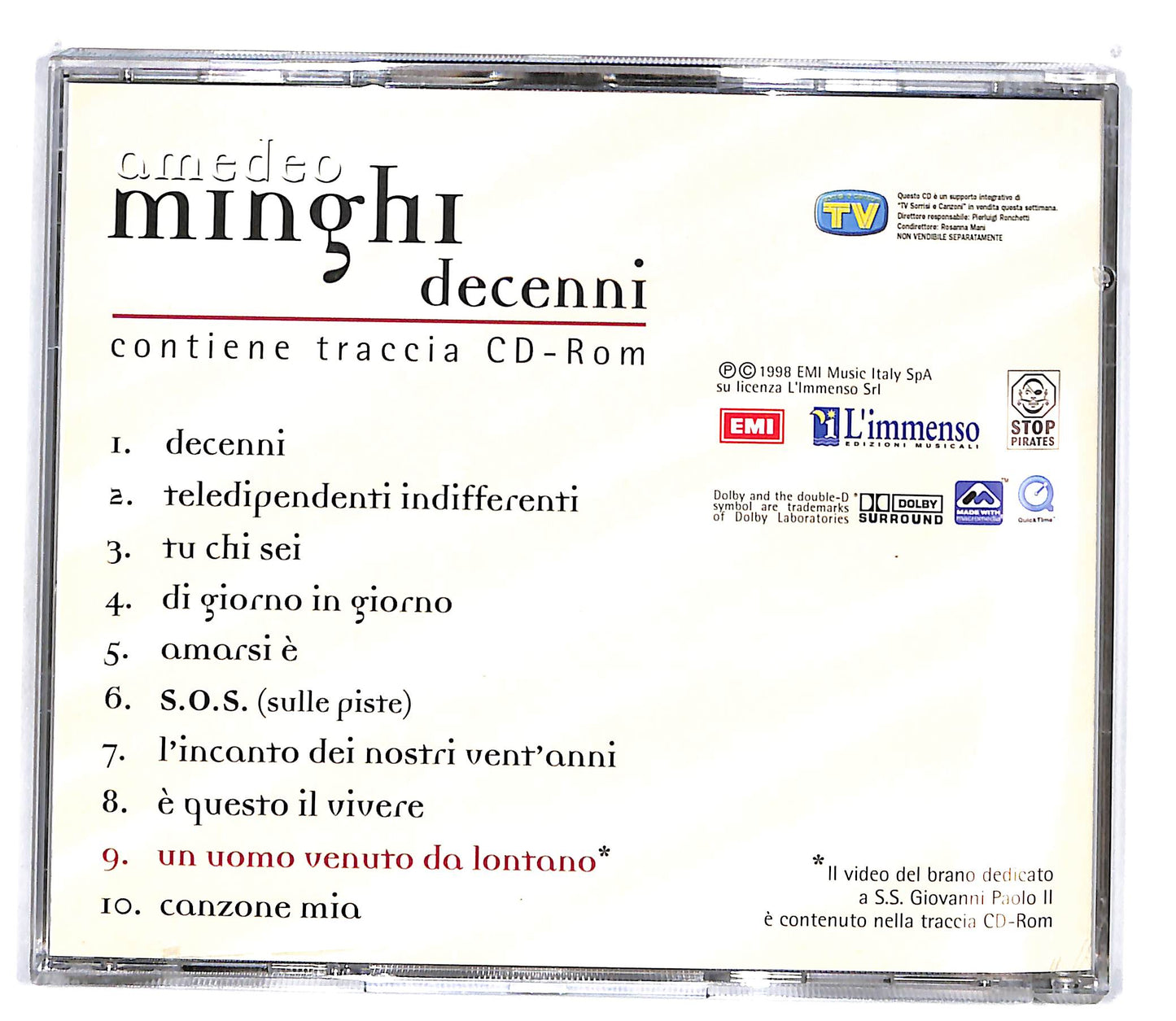 EBOND Amedeo Minghi - Decenni vol.5 EDITORIALE CD CD100741