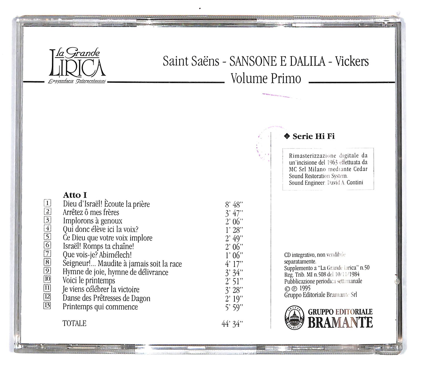 EBOND Saint Saens - Sansone e Dalila- Vickers vol1 EDITORIALE CD CD100758