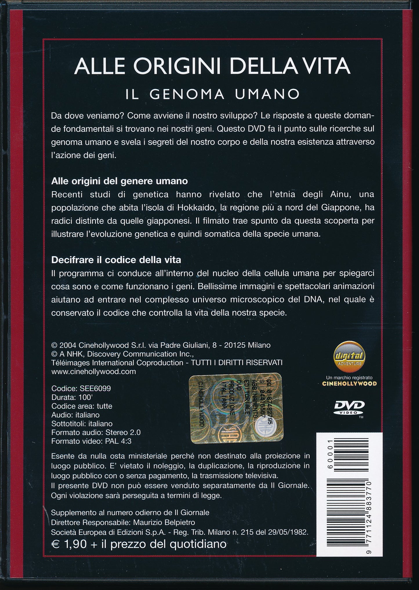 EBOND Il Genoma Umano - Alla origini della vita I Grandi Atlanti DVD D041039