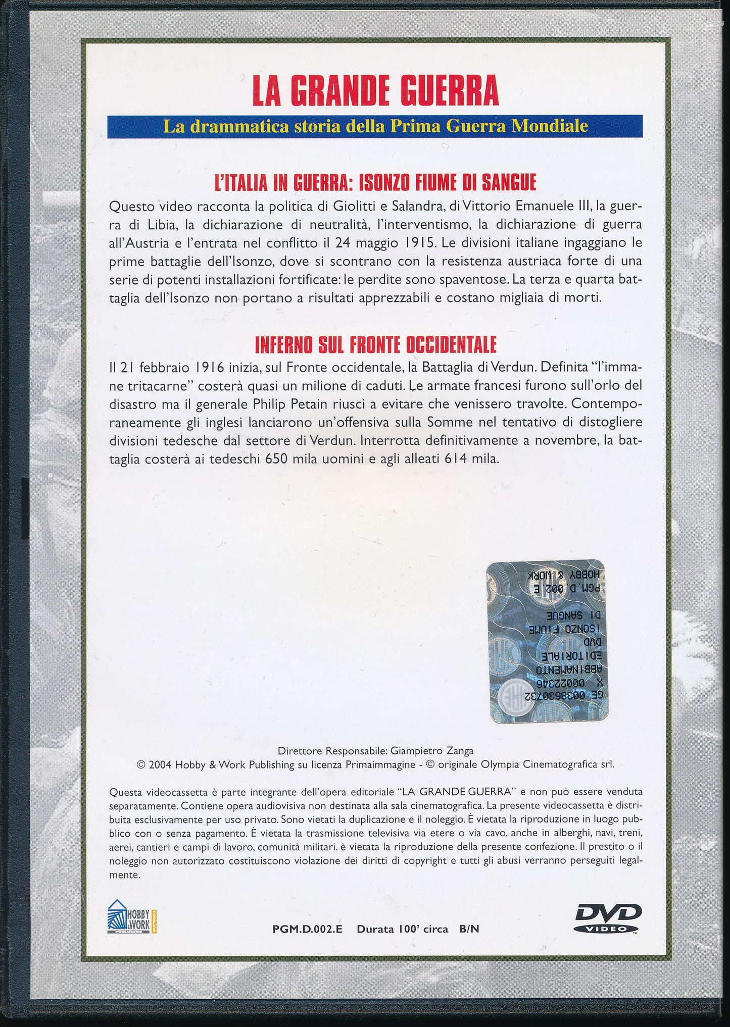 EBOND L'Italia in Guerra: Isonzo Fiume di Sangue, Inferno sul fronte occidentale - La Grande Guerra DVD D041053