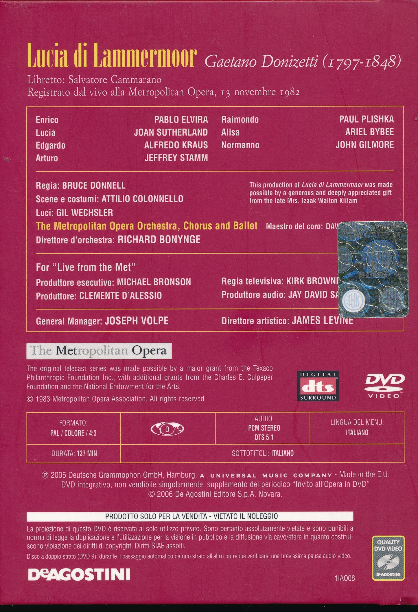 EBOND Lucia di Lammermoor - Gaetano Donizetti - Invito all'Opera in DVD [EditorialeDeAgostini] D081017