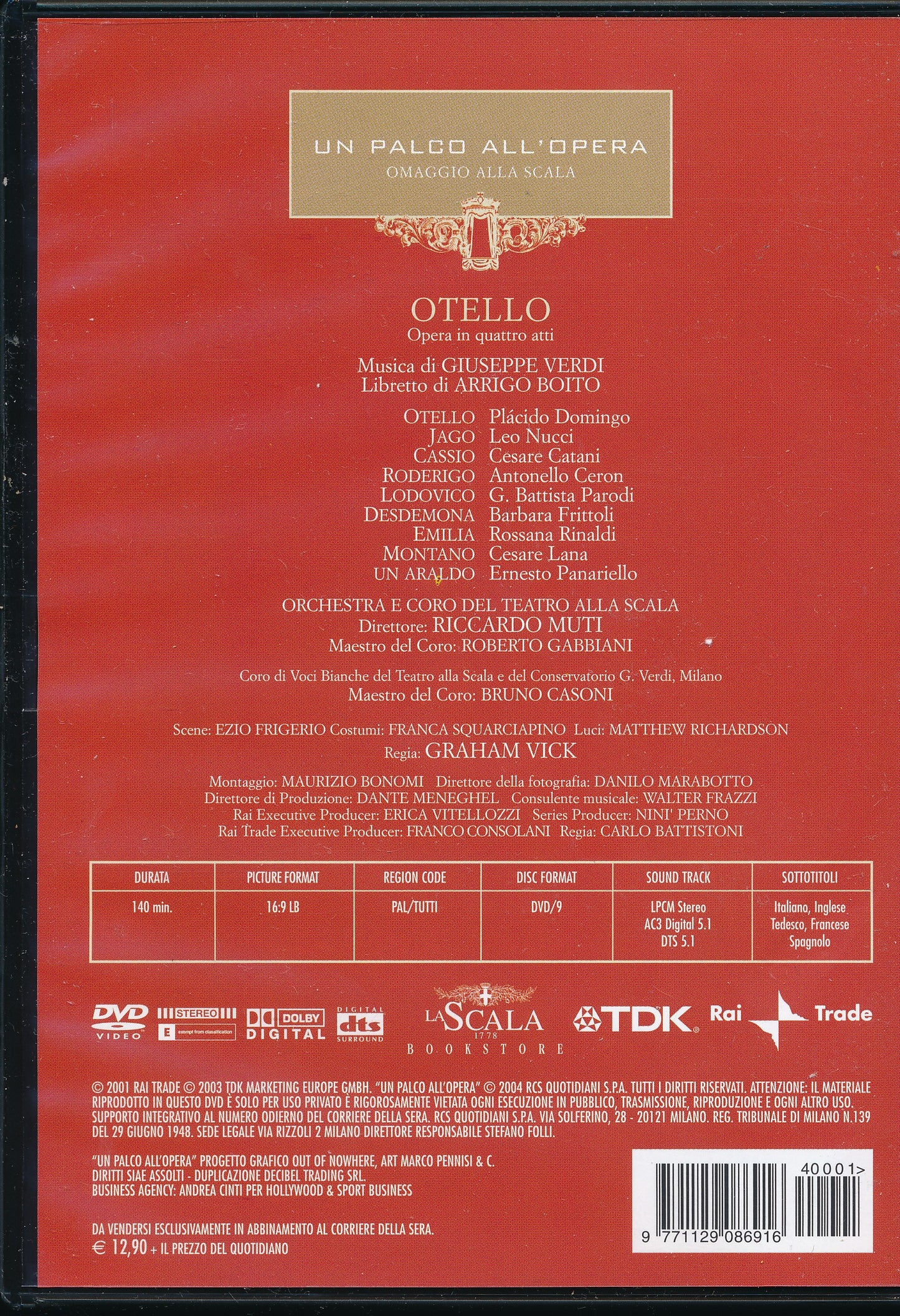 EBOND Un palco all'Opera - Otello - Orchestra e Coro del Teatro Alla Scala - Riccardo Muti DVD D085003
