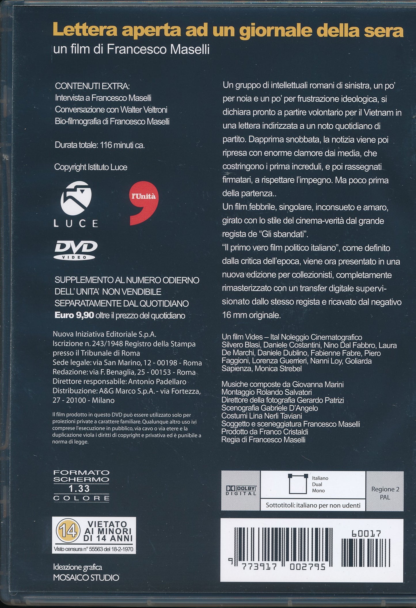 EBOND Lettera aperta ad un giornale della sera [Editoriale Luci del cinema italiano] DVD D091005