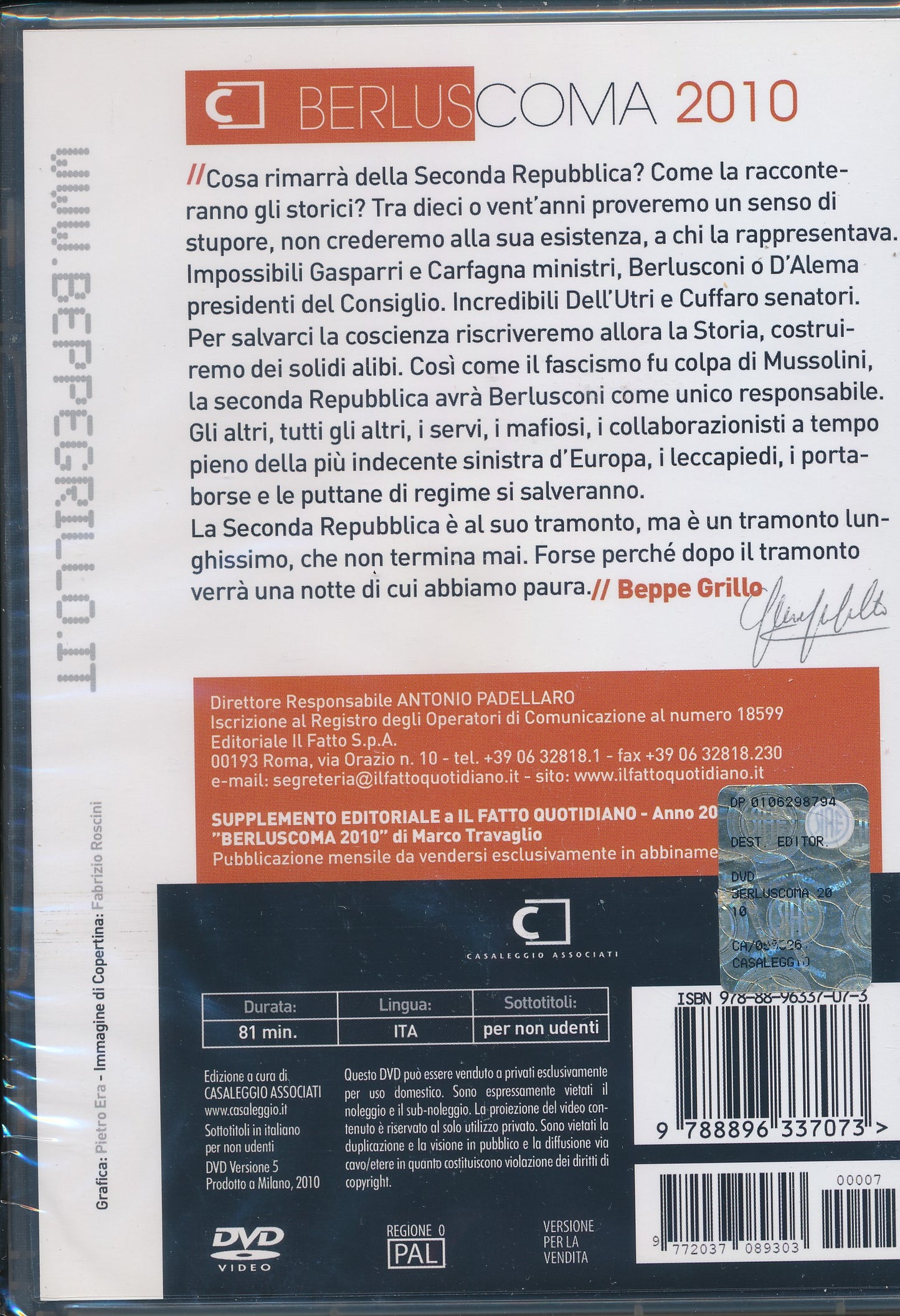 EBOND Il tramonto della seconda Repubblica - Marco Travaglio DVD D105007