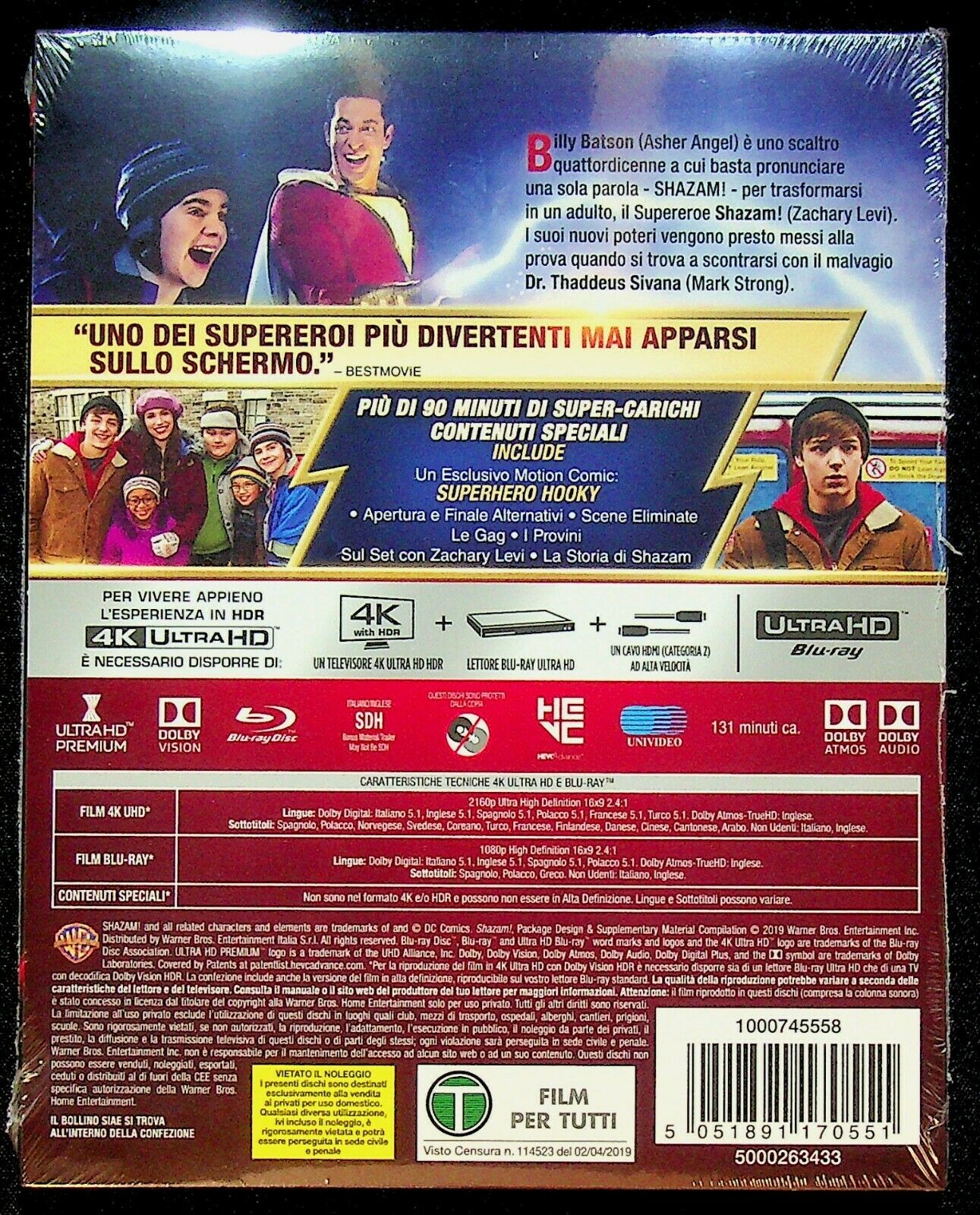 EBOND Shazam! 4k Ultra Hd + BLURAY D235014