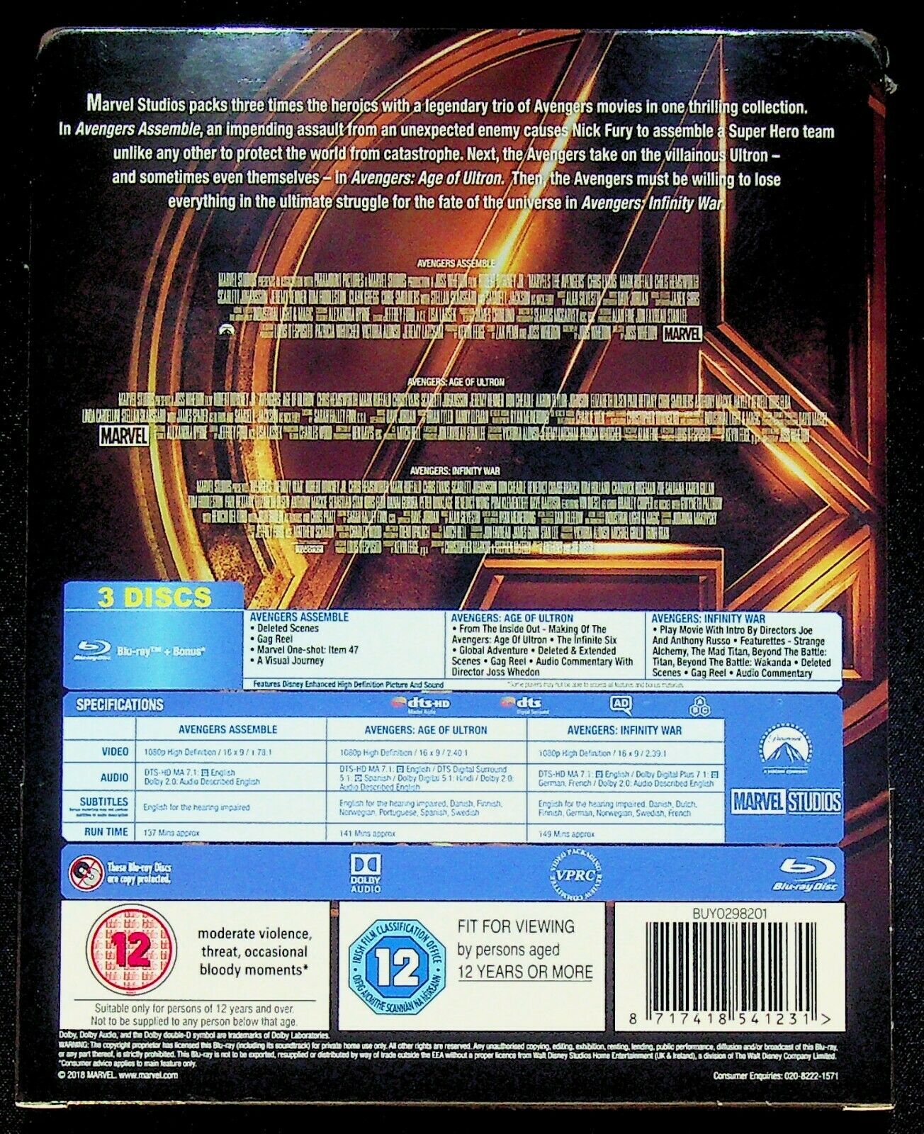 EBOND Avengers 3 Movie Collection Uk Edition BLURAY Steelbook BLURAY D256004