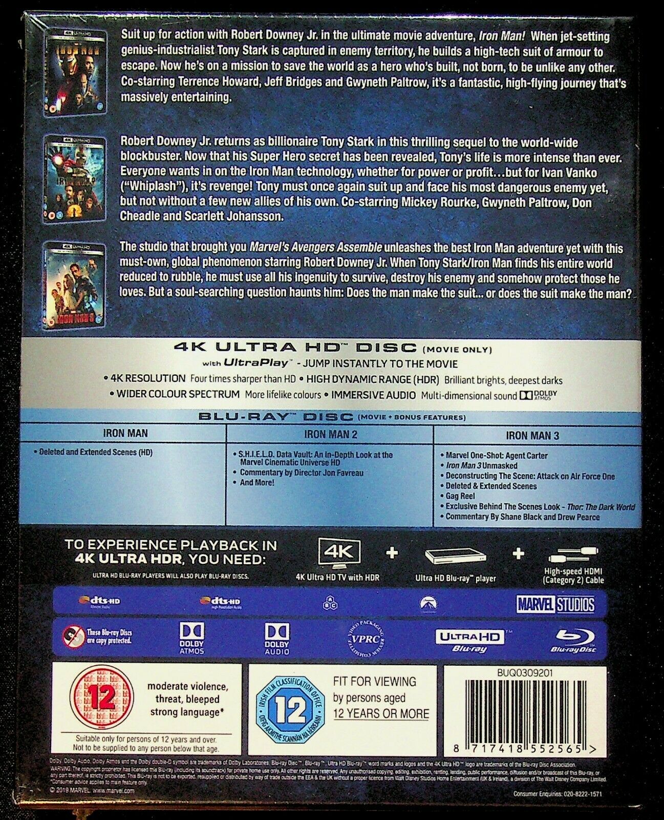 EBOND Irom Man 3 Movie Collection Trilogy BLURAY Uk Edition BLURAY D263003