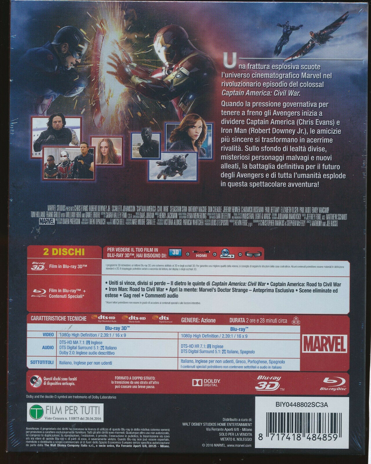 EBOND Captain America Civil War BLURAY 3d + BLURAY D271003