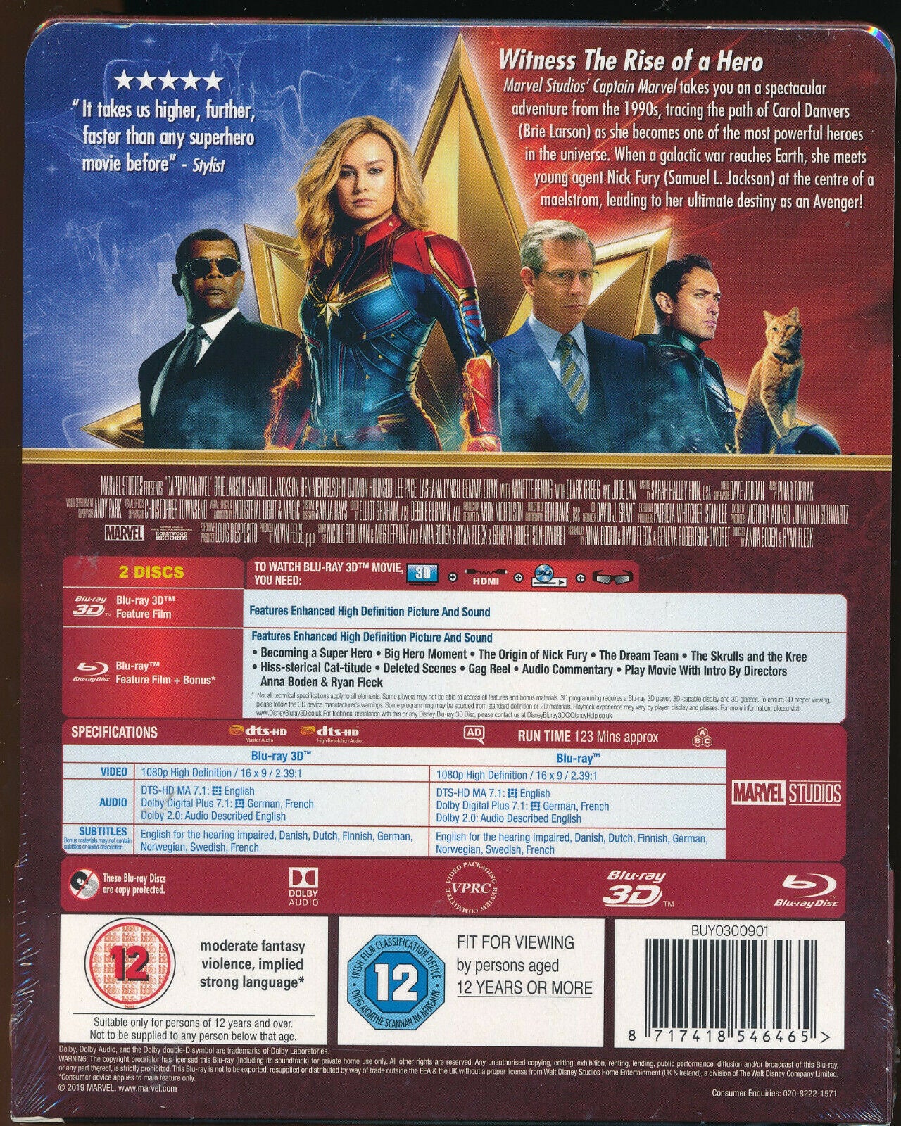 EBOND Captain Marvel BLURAY 3d + BLURAY Steelbook BLURAY D275006