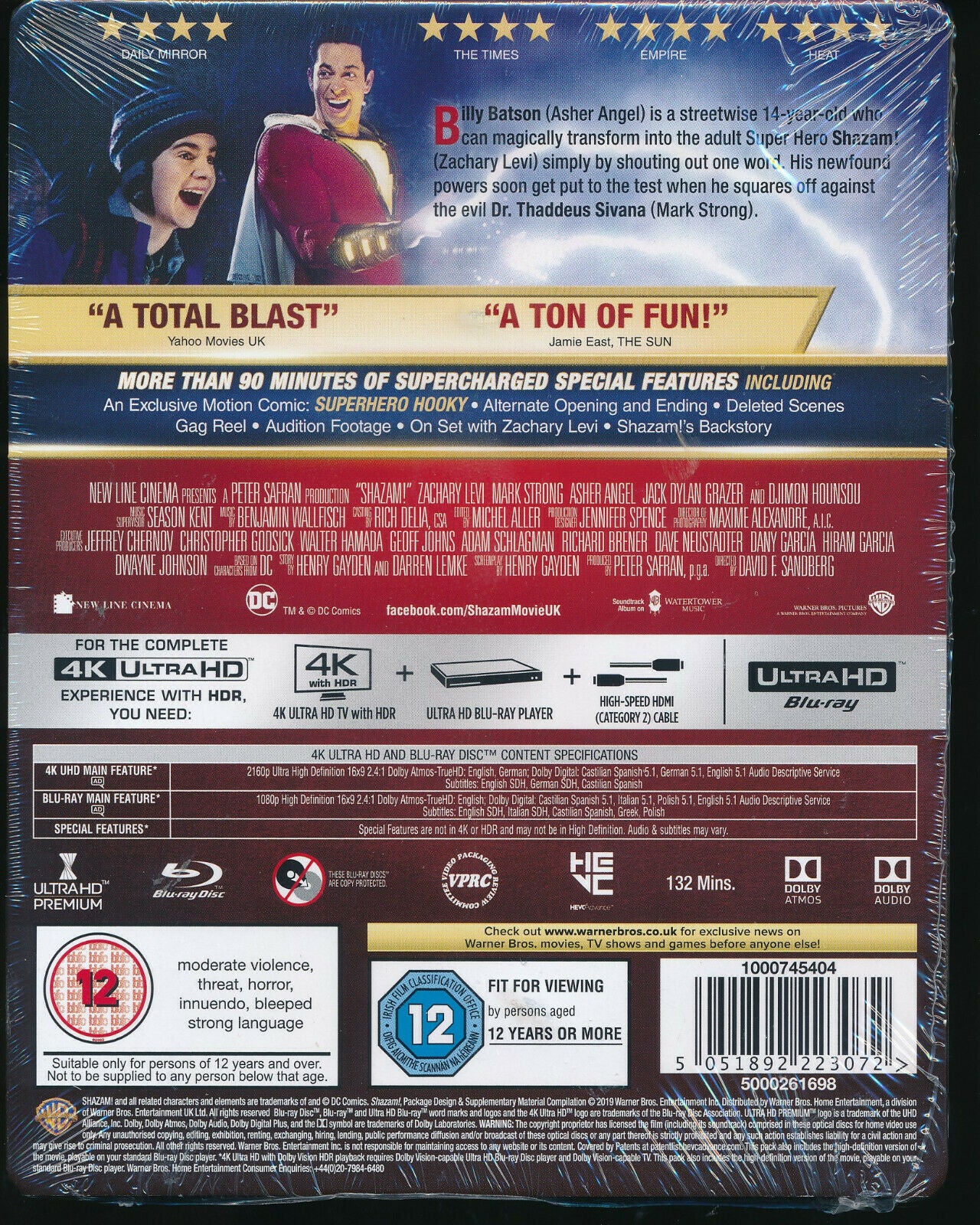 EBOND Shazam 4k Ultra Hd + BLURAY Steelbook BLURAY D277008