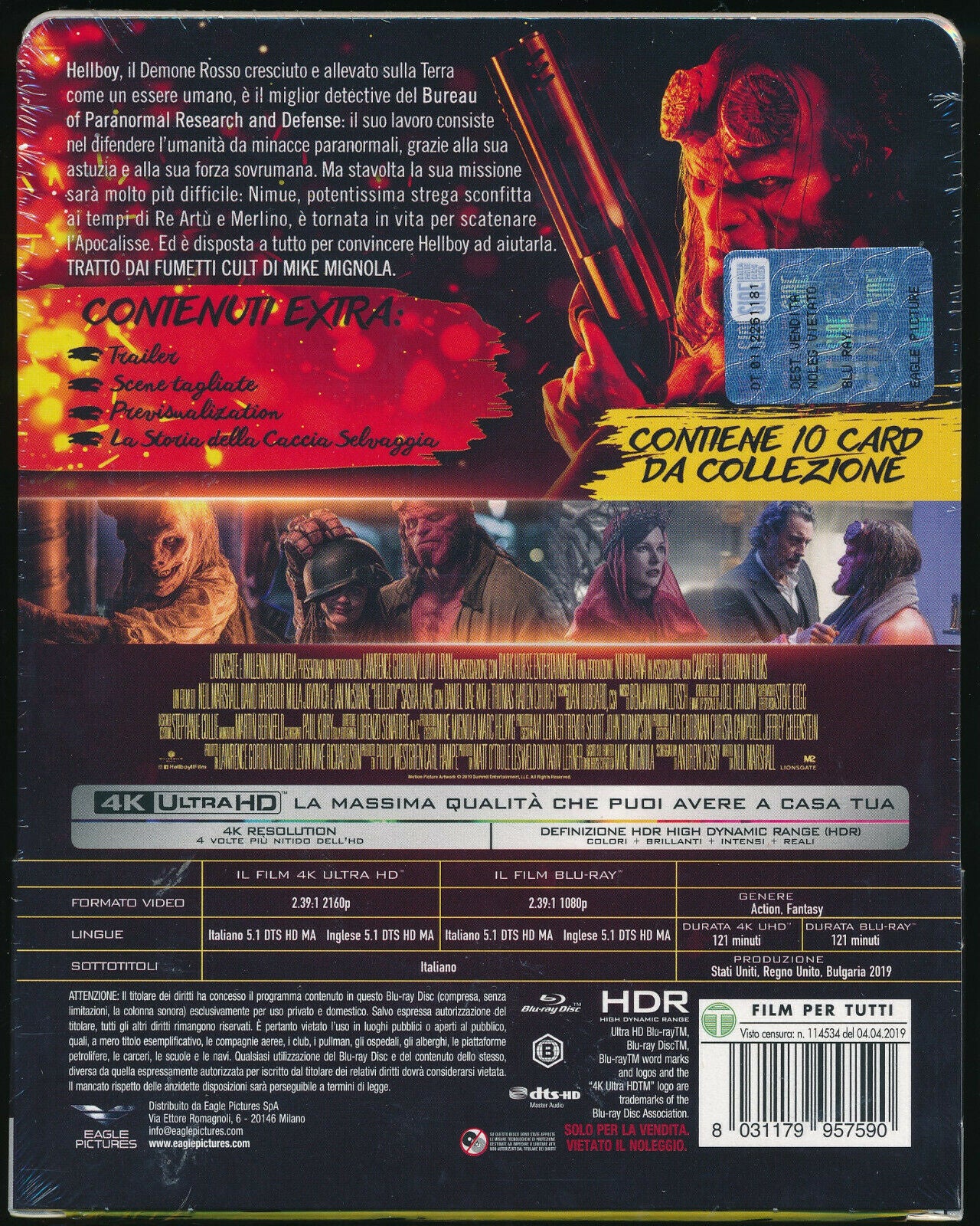 EBOND Hellboy 4k Ultra Hd + BLURAY Steelbook BLURAY D280012