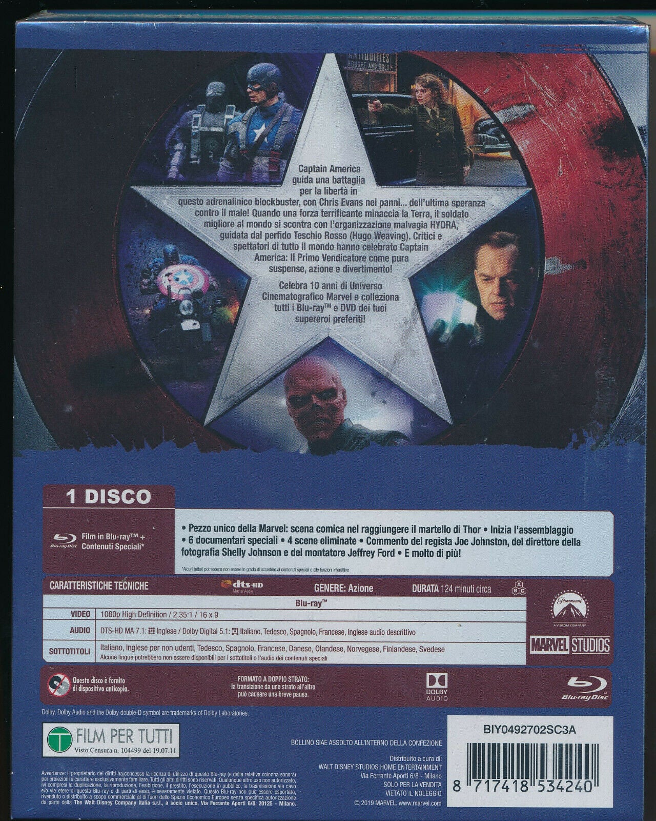 EBOND Captain America Il Primo Vendicatore BLURAY D292003