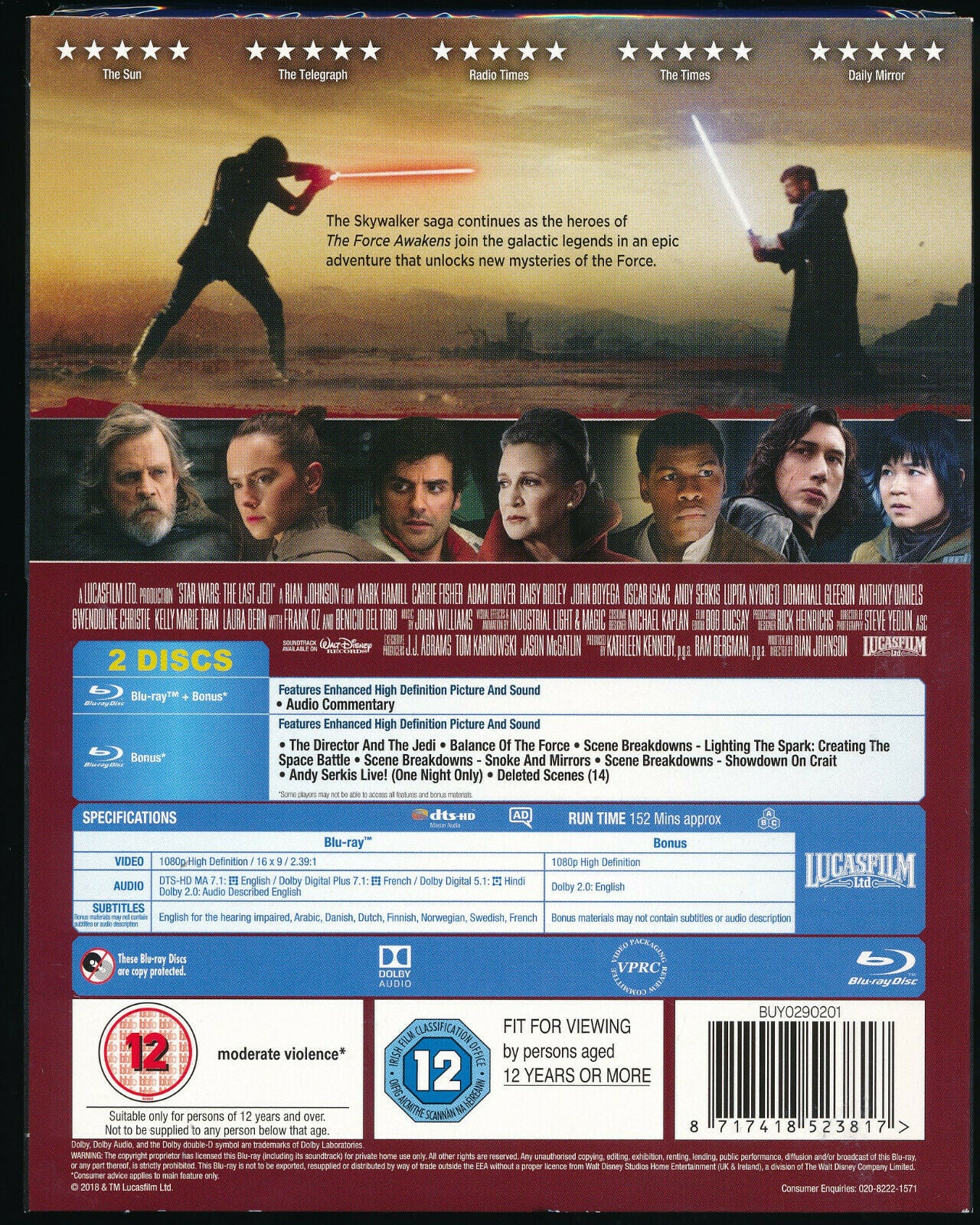 EBOND Star Wars: The Last Jedi BLURAY D302005