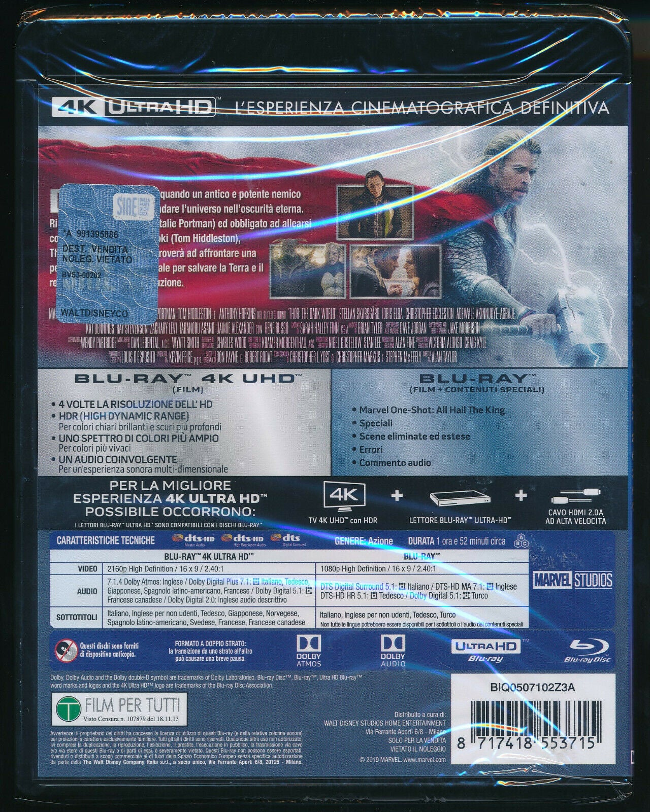 EBOND Thor The Dark World 4k Ultra Hd + BLURAY D330001