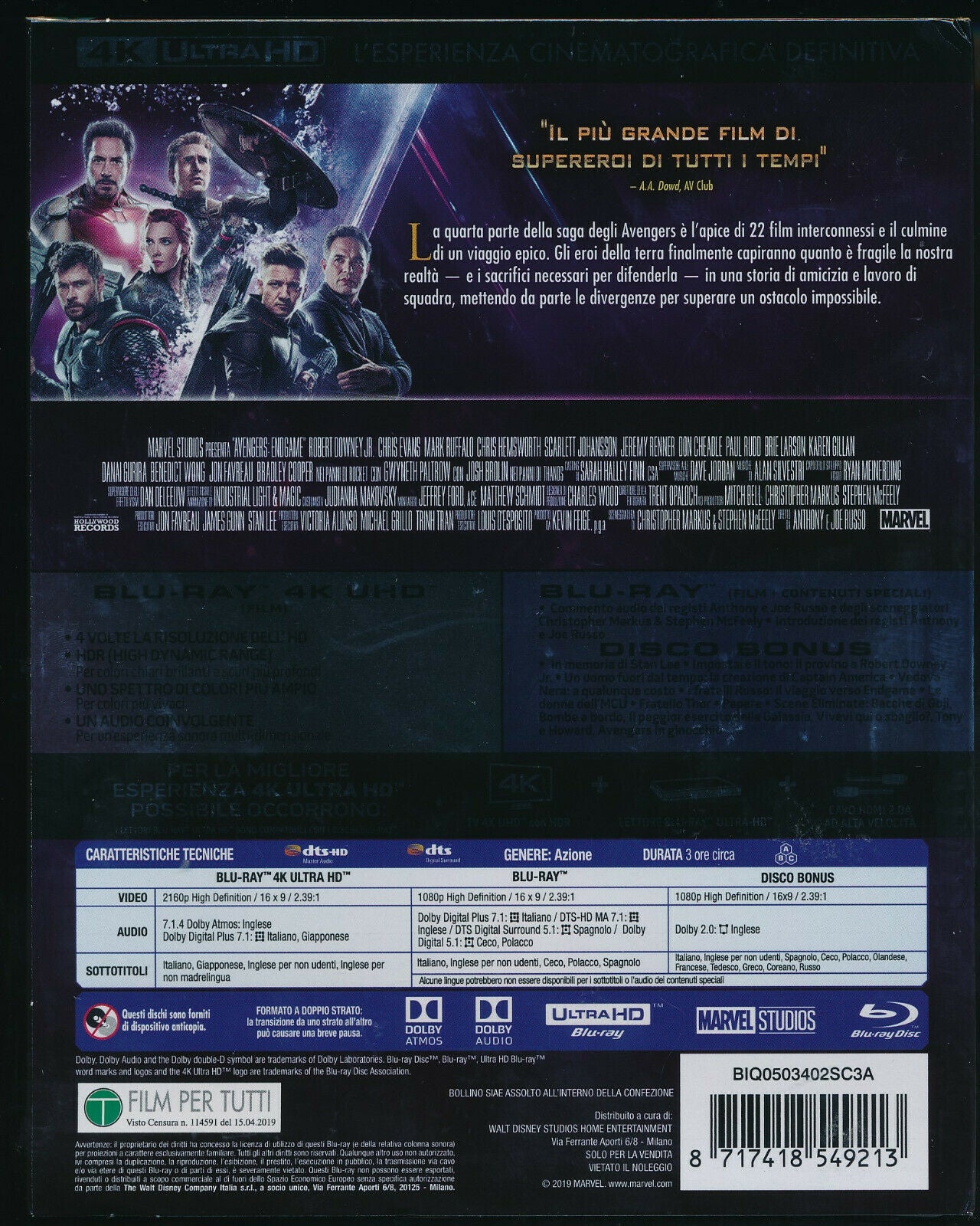 EBOND Avengers Endgame 4k Ultra Hd + BLURAY D332002