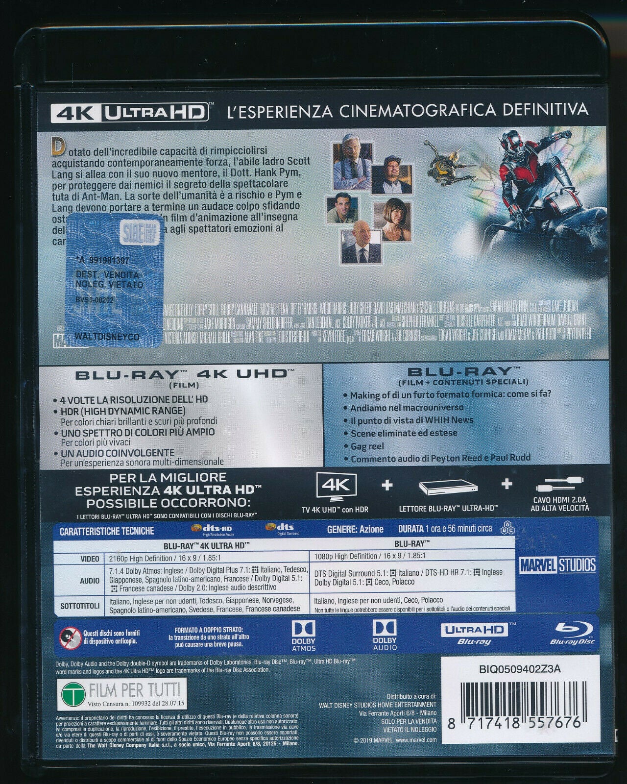 EBOND Ant-man  4k Ultra Hd + BLURAY D335006