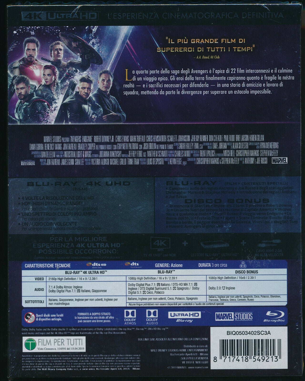 EBOND Avengers Endgame 4k Ultra Hd + BLURAY D335008