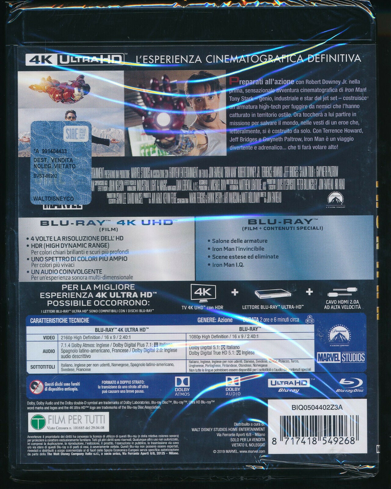 EBOND Iron Man 4k Ultra Hd + BLURAY D341002