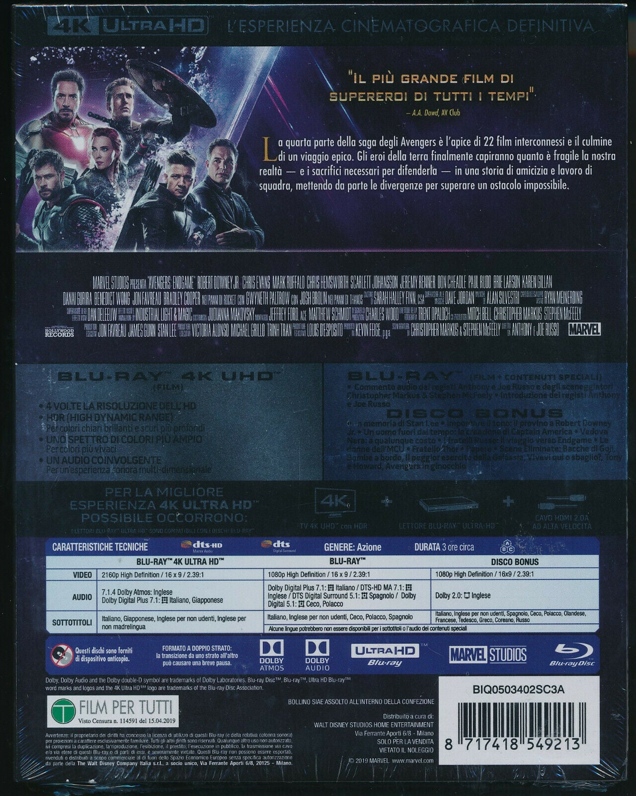 EBOND Avengers Endgame 4k Ultra Hd + BLURAY D348004