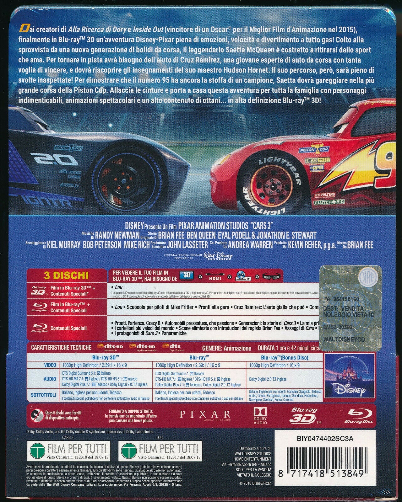 EBOND Cars 3 BLURAY 3d + BLURAY Steelbook BLURAY D351007