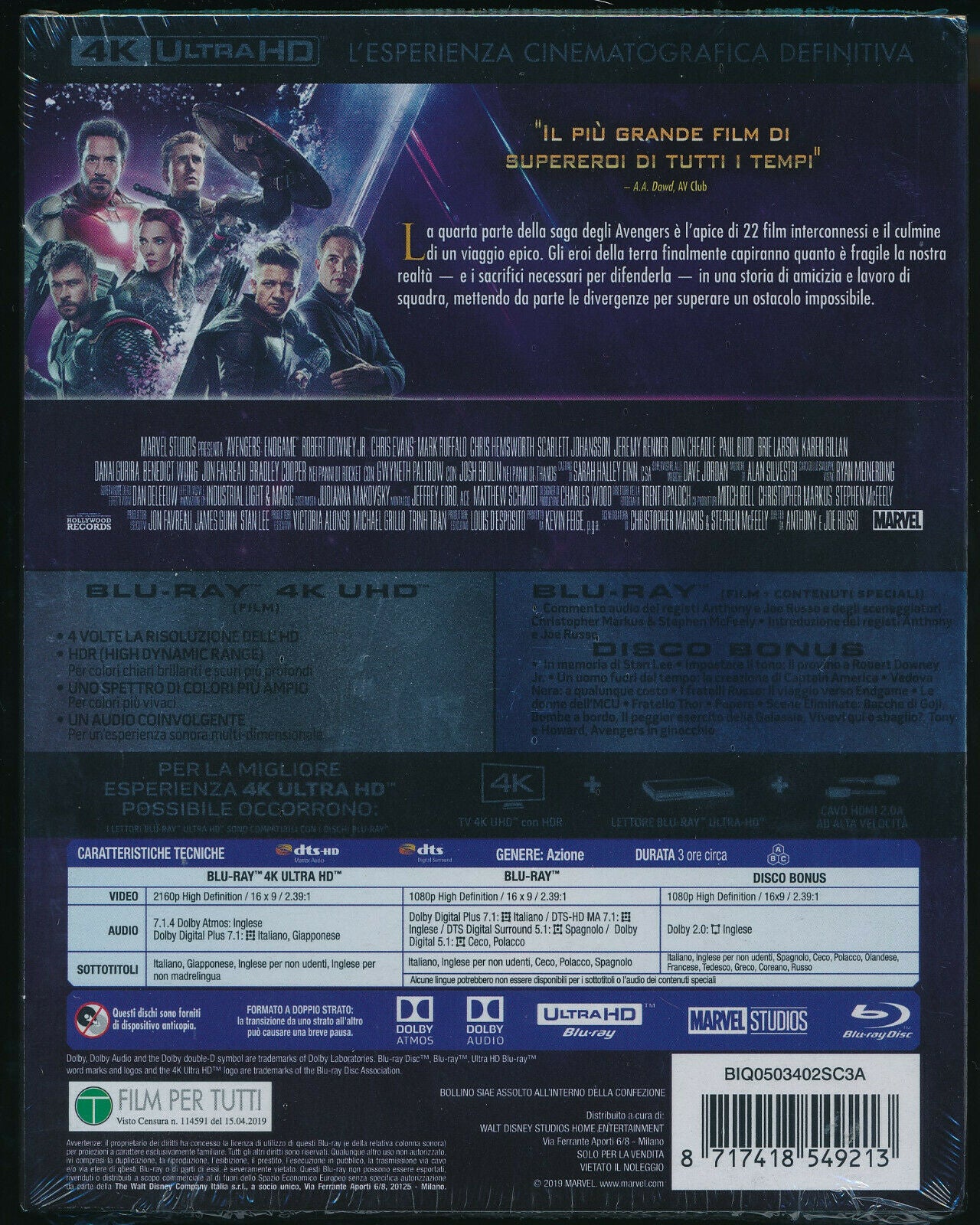 EBOND Avengers Endgame 4k Ultra Hd + BLURAY D356009