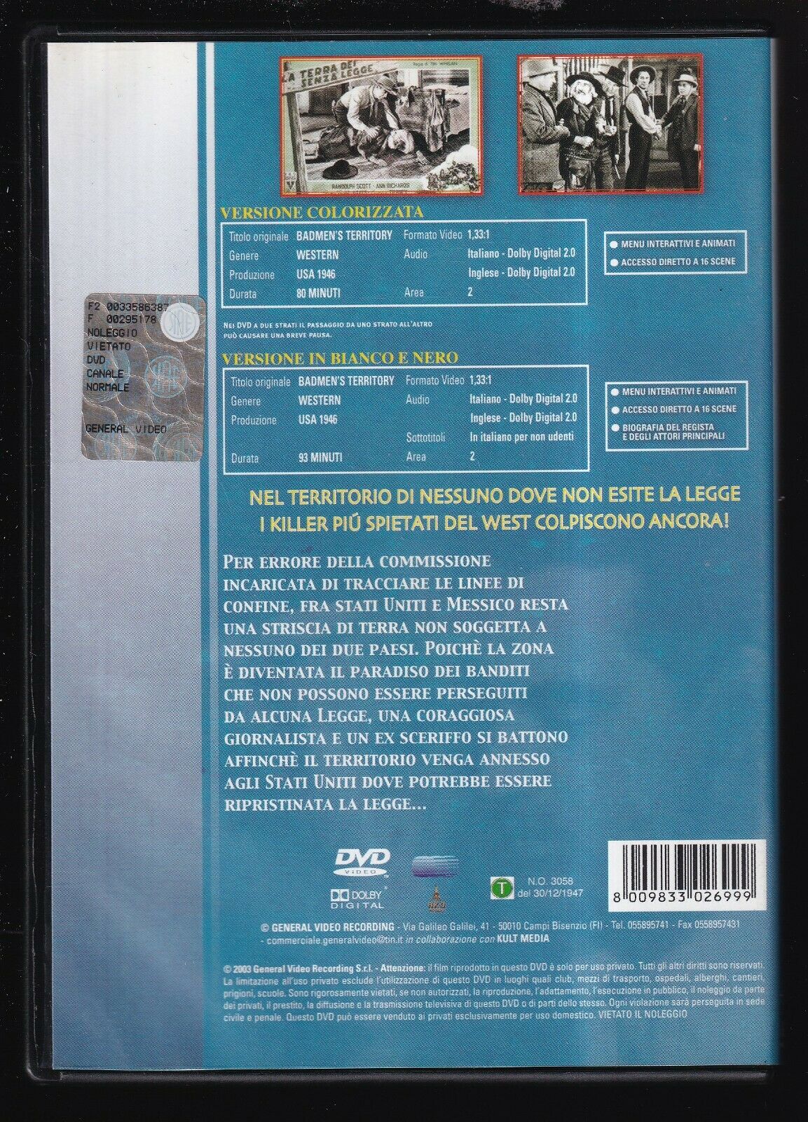 EBOND La Terra Dei Senza Legge Edizione Speciale 2 DVD D556104