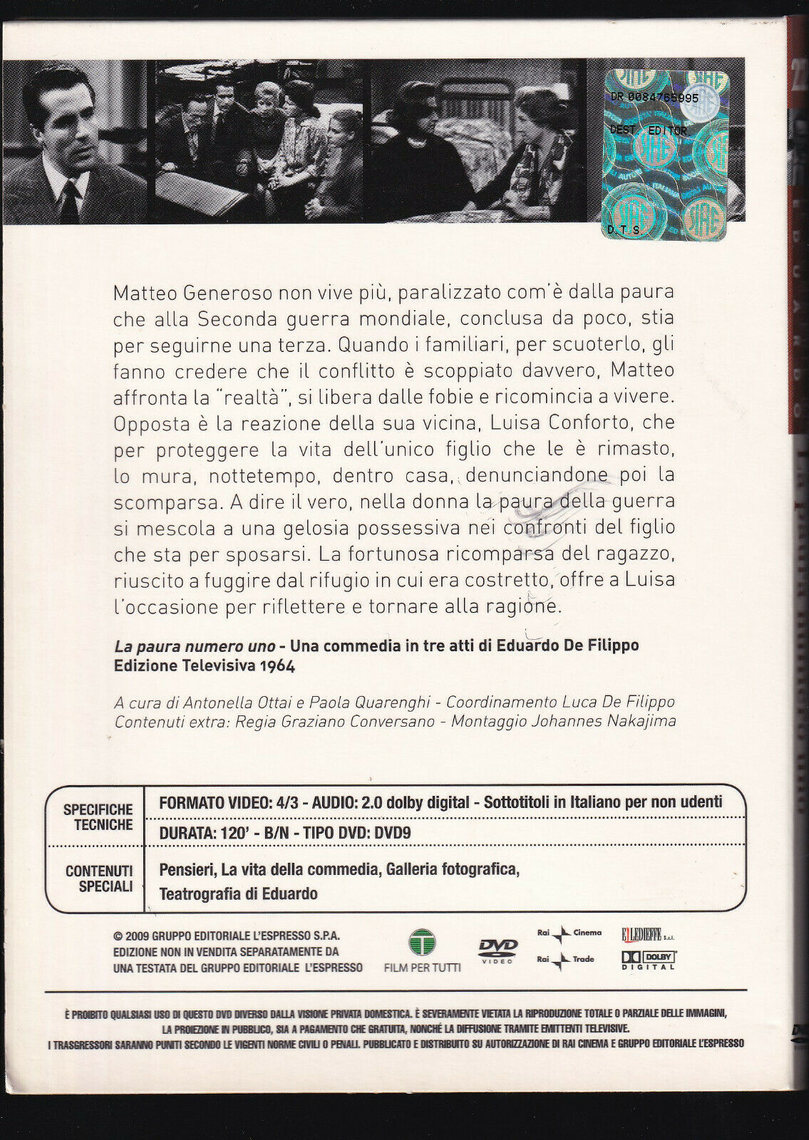 EBOND La Commedia Di Eduardo La Paura Numero Uno   DVD D556253