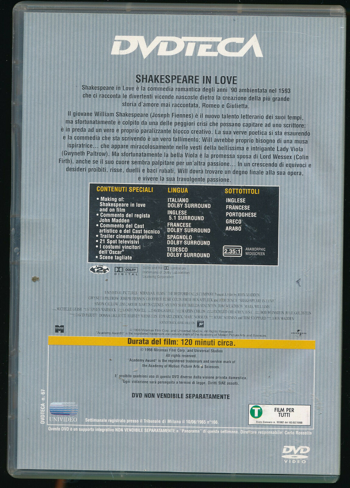 EBOND Shakespeare In Love DVD Editoriale D556504