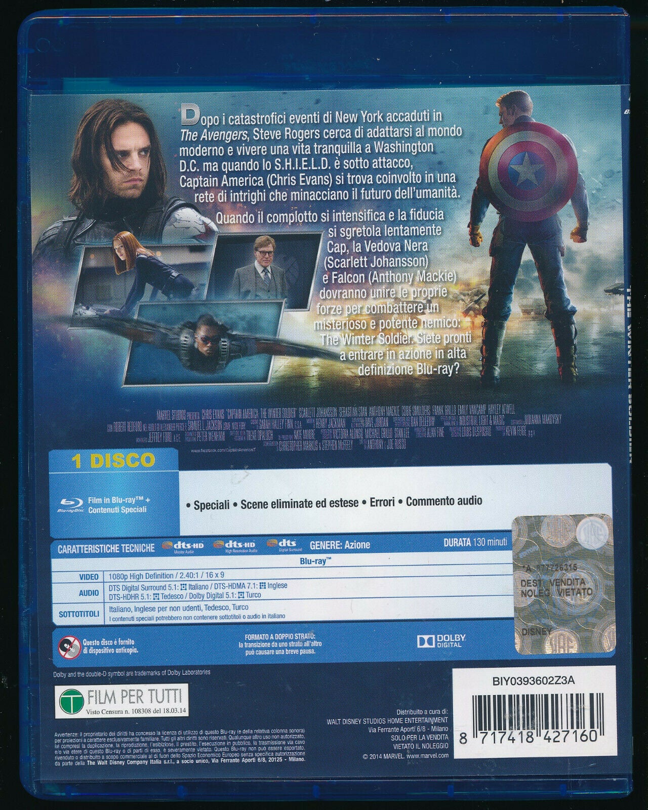 EBOND  Captain America The Winter Soldier BLURAY D561226