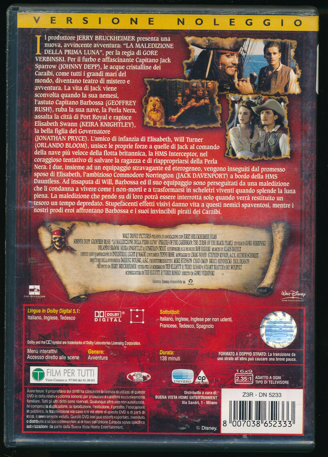 EBOND Pirati Dei Caraibi La Maledizione Della Prima Luna DVD Ex Noleggio D566822