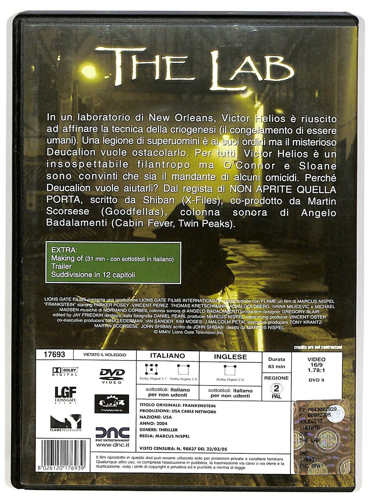EBOND The Lab Di Marcus Nispel DVD D574137